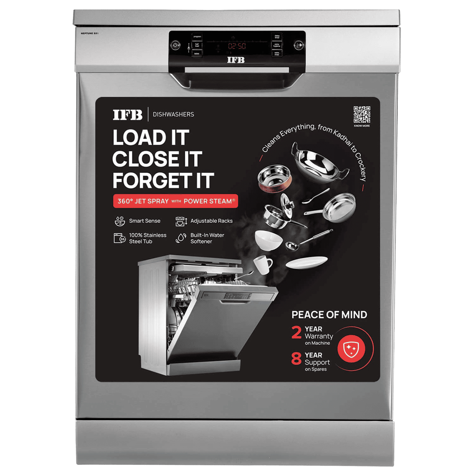 IFB Neptune SX1 15 Place Settings Free Standing Dishwasher with Hot Water Wash (Stainless Steel)_9