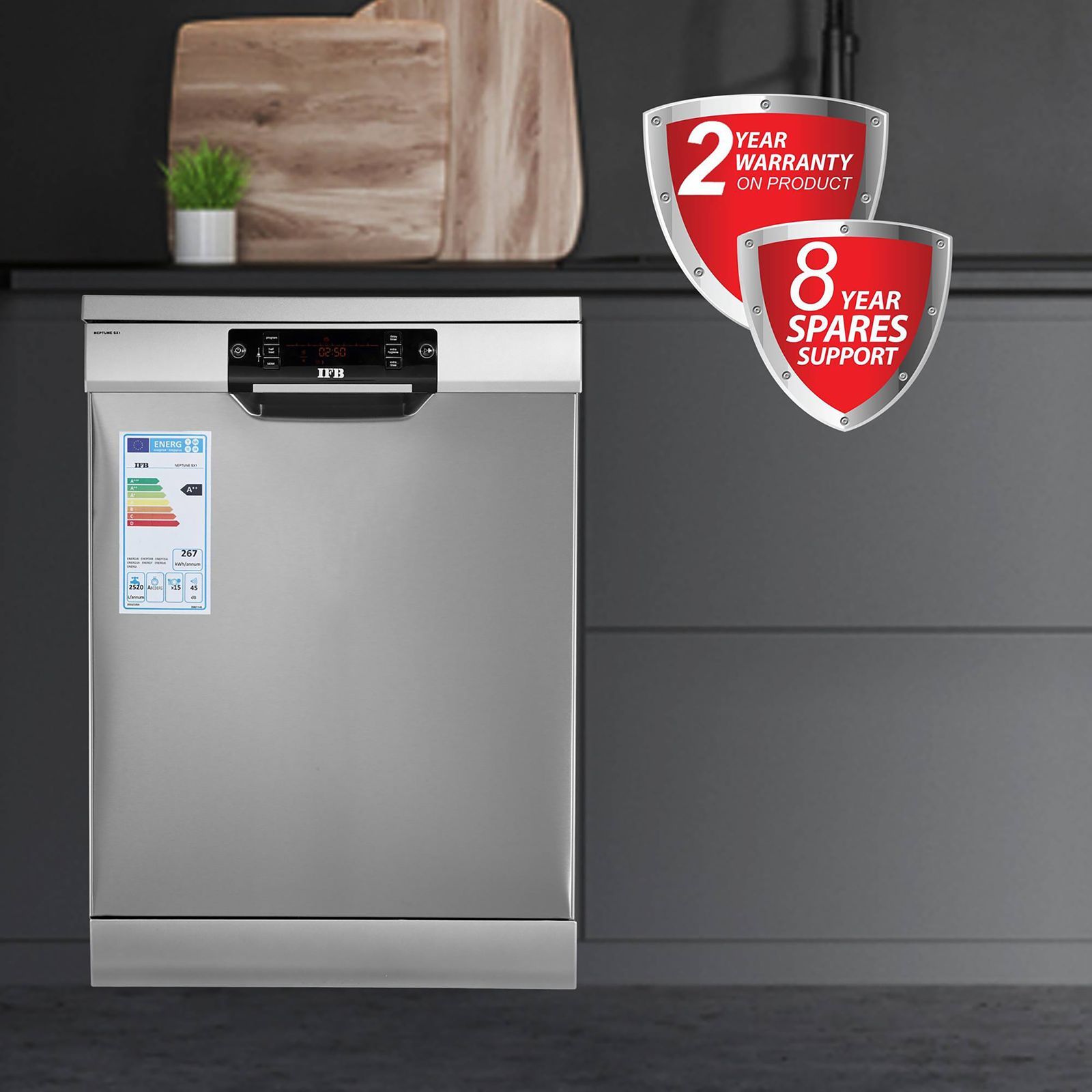 IFB Neptune SX1 15 Place Settings Free Standing Dishwasher with Hot Water Wash (Stainless Steel)_13