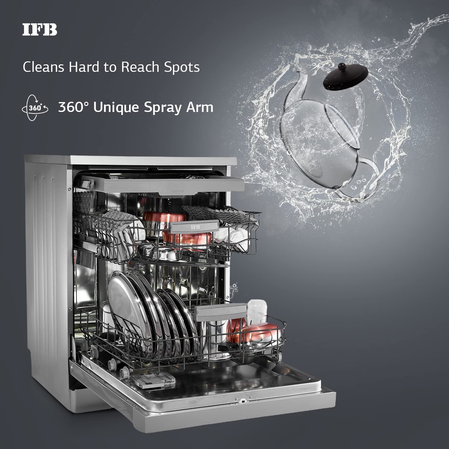 IFB Neptune SX1 15 Place Settings Free Standing Dishwasher with Hot Water Wash (Stainless Steel)_7