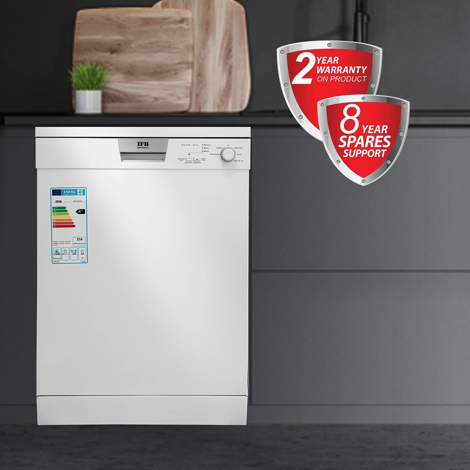 IFB Neptune FX1 12 Place Settings Free Standing Dishwasher with Hot Water Wash (White)_7