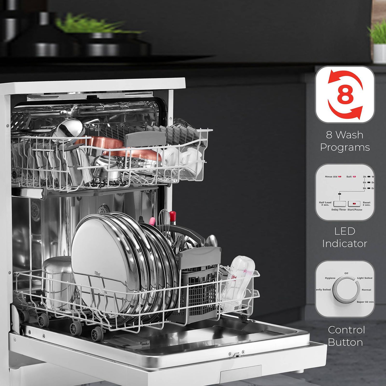 IFB Neptune FX1 12 Place Settings Free Standing Dishwasher with Hot Water Wash (White)_6