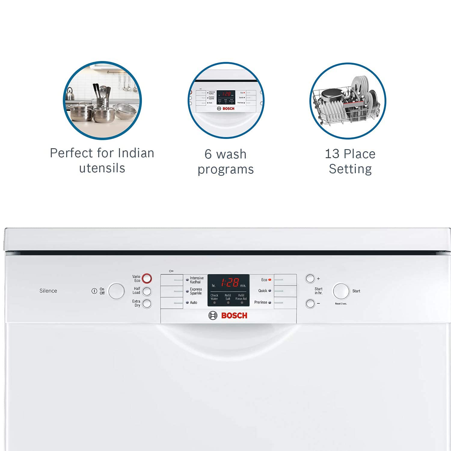 BOSCH Series 6 13 Place Settings Free Standing Dishwasher with Glass Protection Technology (White)_13