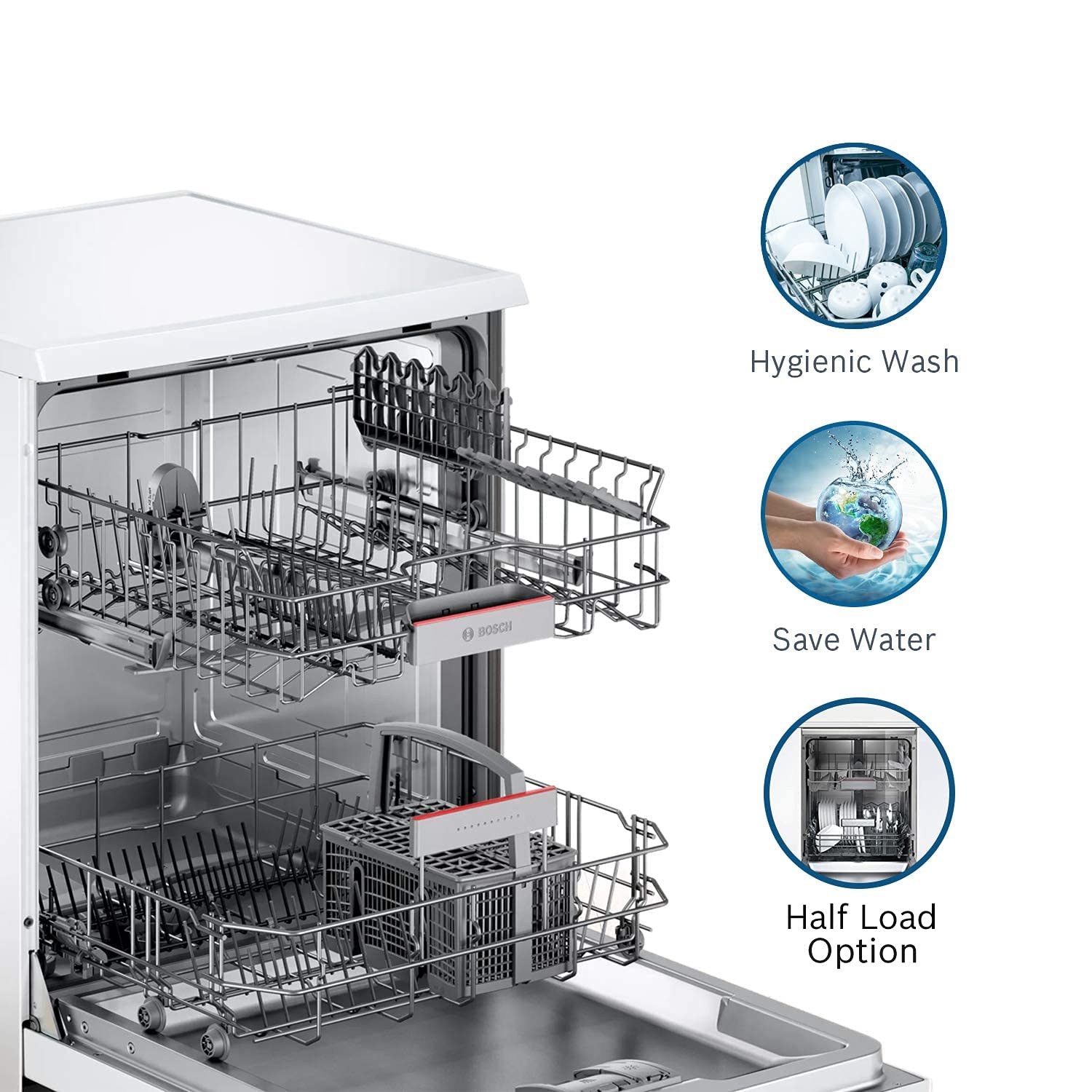 BOSCH Series 6 13 Place Settings Free Standing Dishwasher with Glass Protection Technology (White)_14