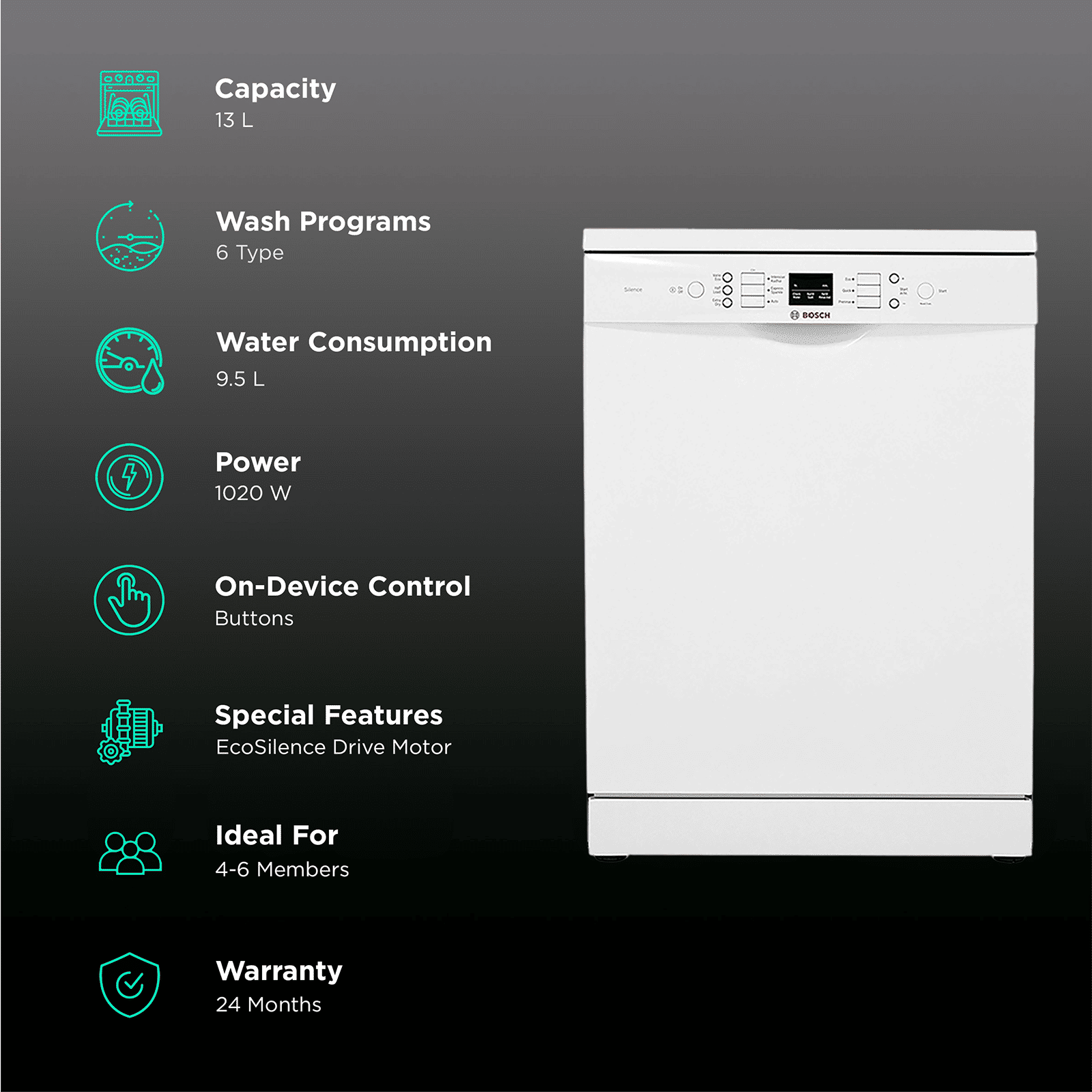 BOSCH Series 6 13 Place Settings Free Standing Dishwasher with Glass Protection Technology (White)_3