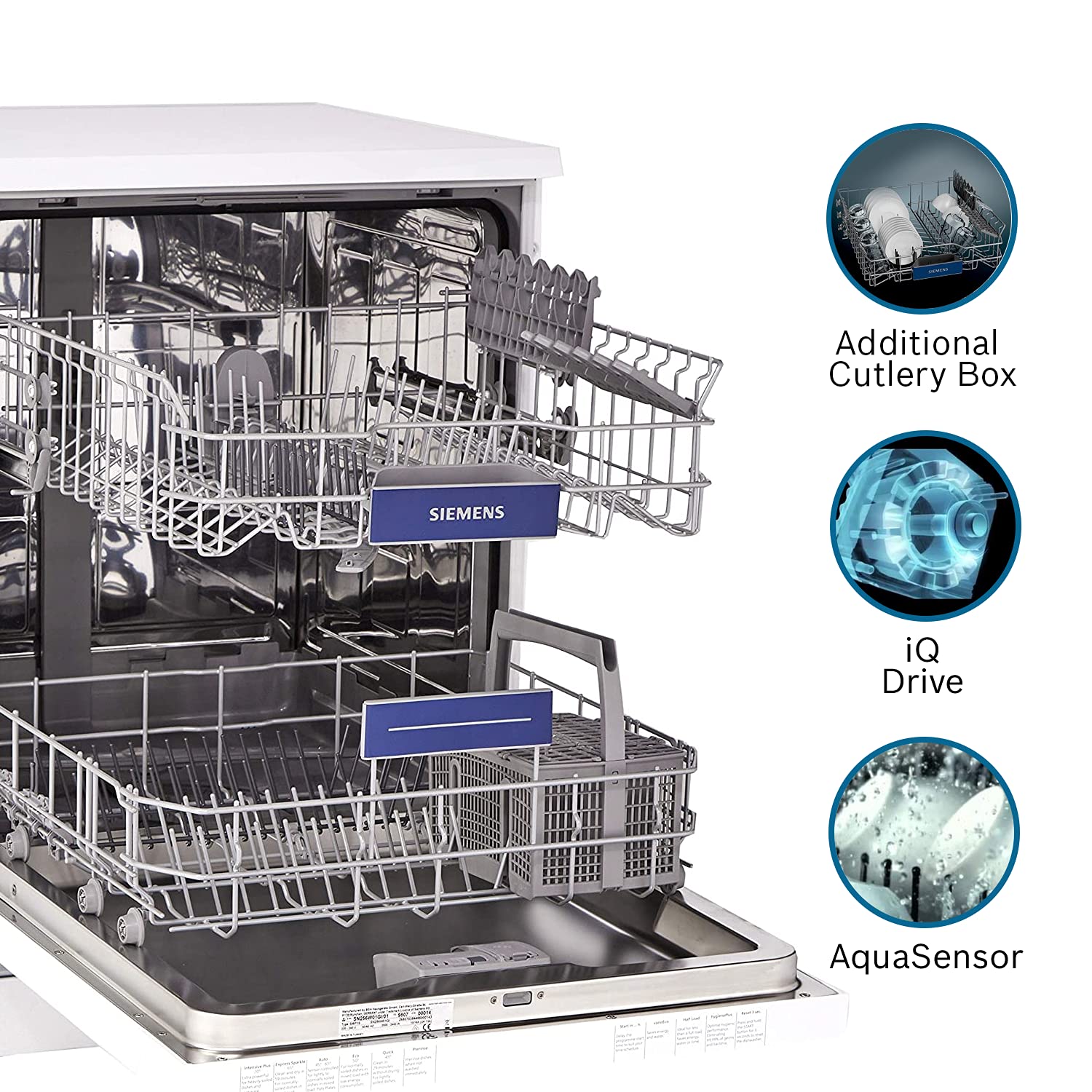 SIEMENS iQ500 13 Place Settings Free Standing Dishwasher with Glass Protection Technology (White) SIEMENS iQ500 13 Place Settings Free Standing Dishwasher with Glass Protection Technology (White)_12
