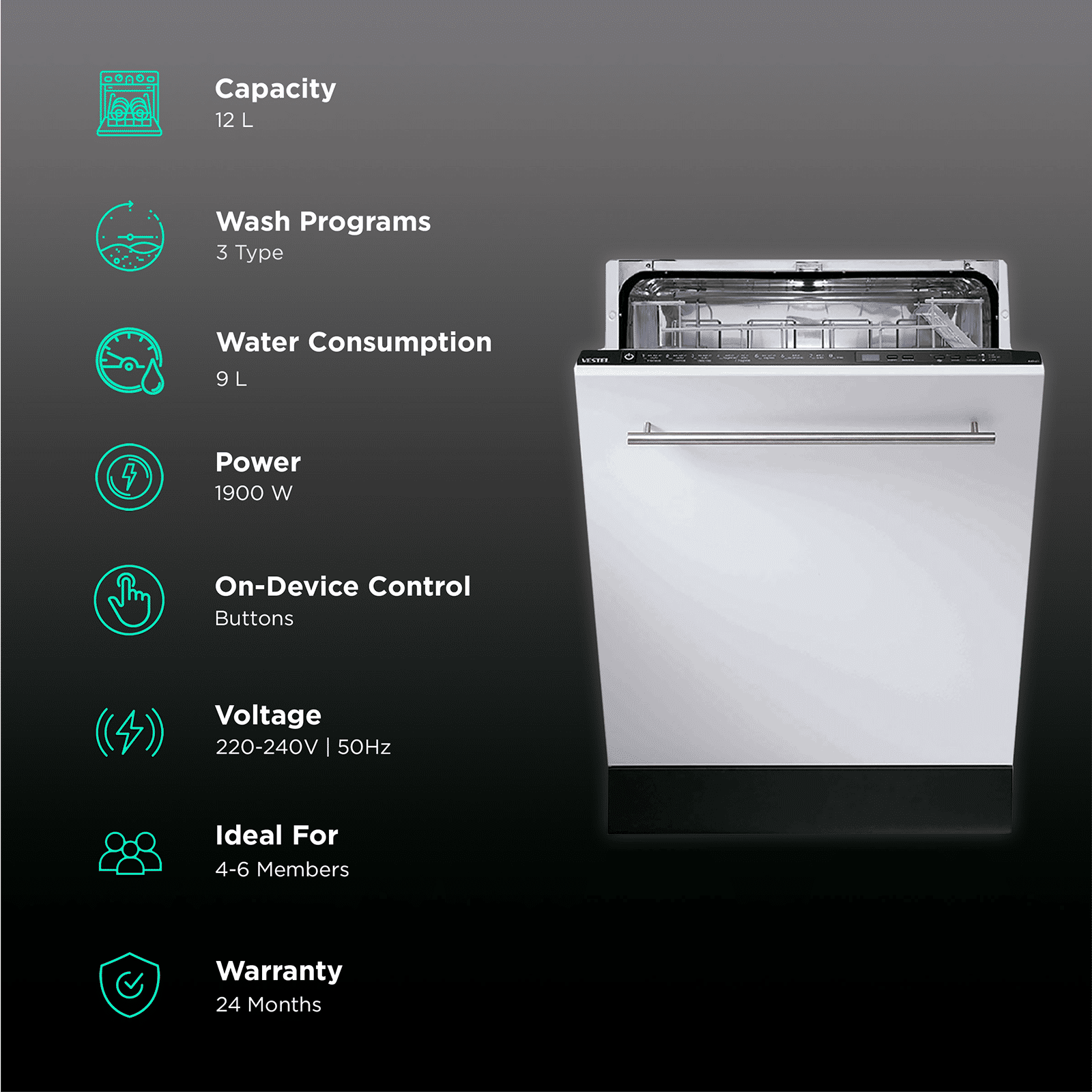 IFB Neptune BI 12 Place Settings Built-in Dishwasher with Hot Water Wash (Silver)_3