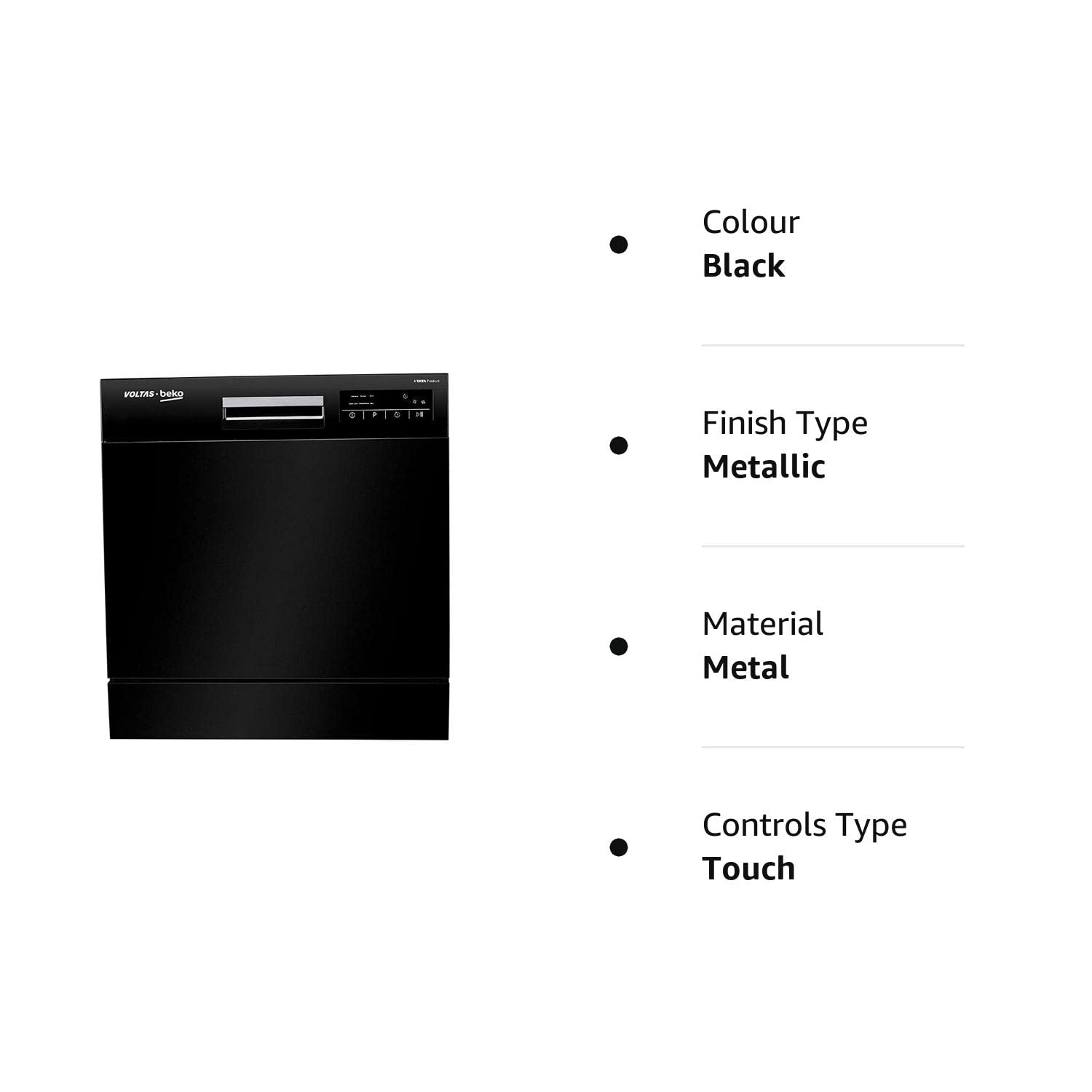 VOLTAS beko 8 Place Settings Free Standing Dishwasher with 2 Spray Levels (No Pre-rinse Required, Black) VOLTAS beko 8 Place Settings Free Standing Dishwasher with 2 Spray Levels (No Pre-rinse Required, Black)_16