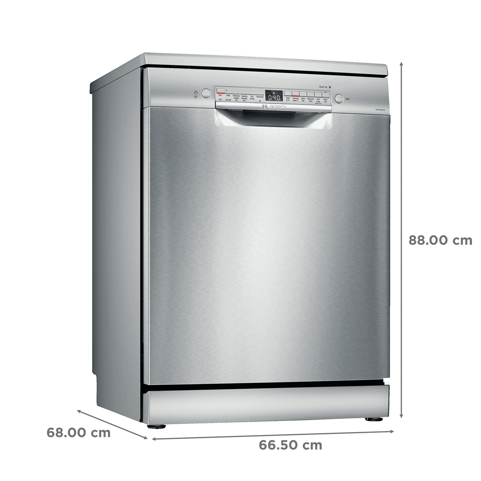 BOSCH Series 6 13 Place Settings Free Standing Dishwasher with Glass Protection Technology (Silver Inox)_2