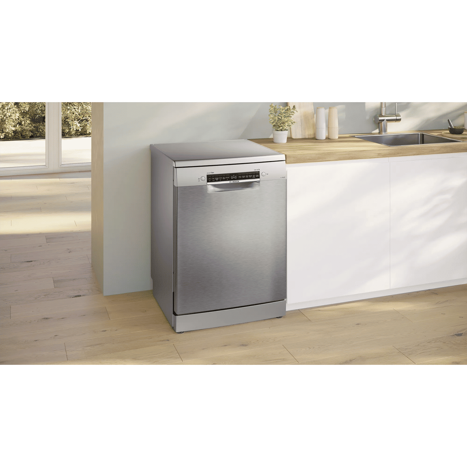 BOSCH Series 6 14 Place Settings Free Standing Dishwasher with Triple Rackmatic System (Silver Inox)_14