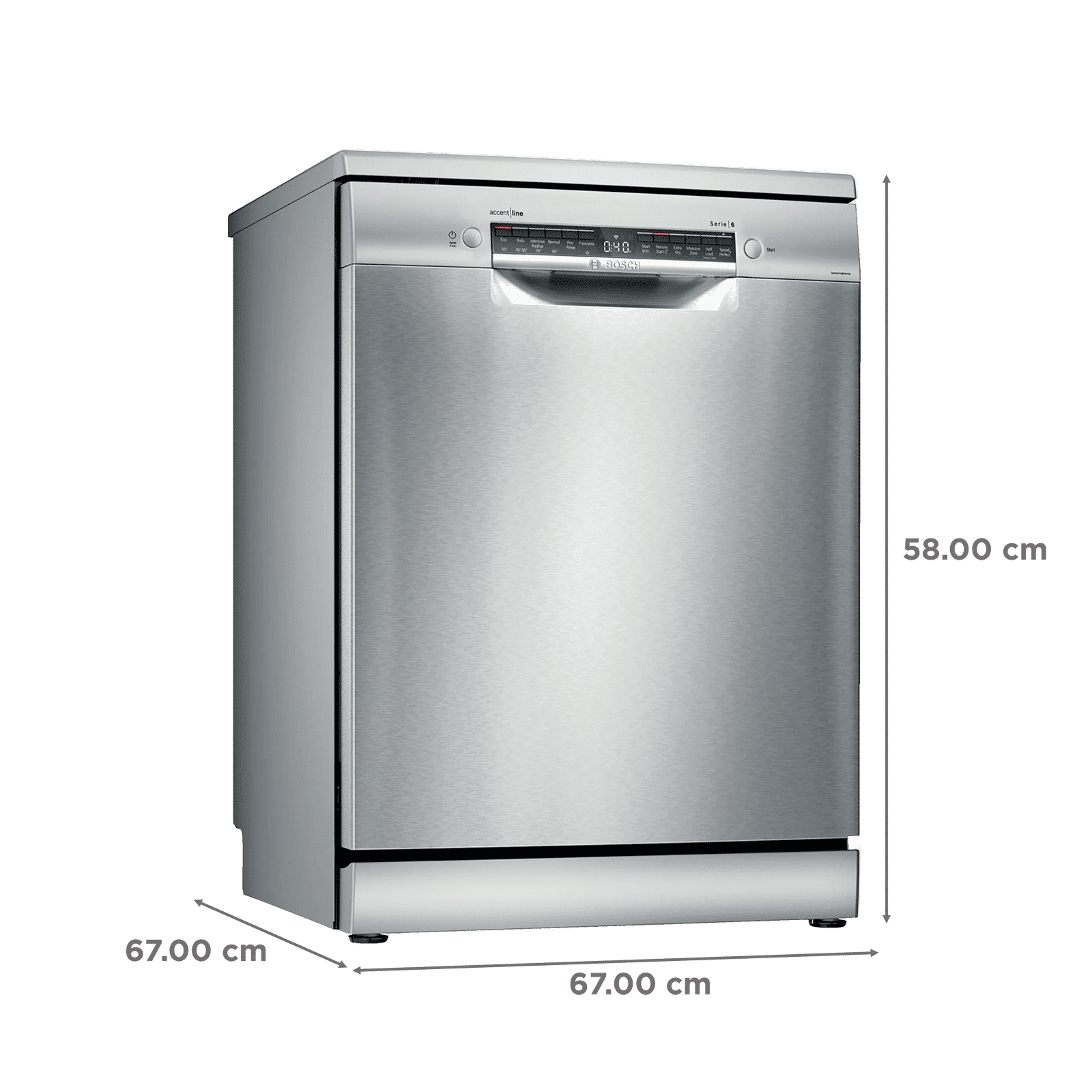 BOSCH Series 6 14 Place Settings Free Standing Dishwasher with Triple Rackmatic System (Silver Inox)_2