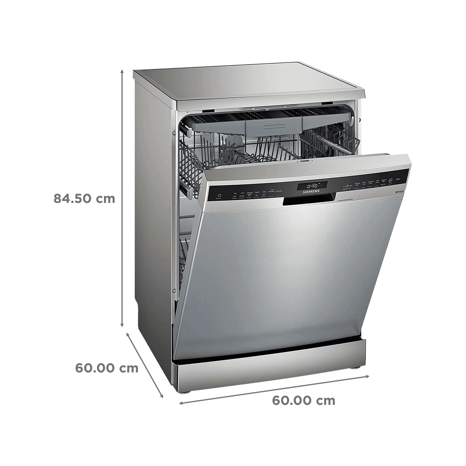 SIEMENS iQ500 14 Place Settings Free StandingSmart Dishwasher with Glass Protection Technology (Silver Inox)_2
