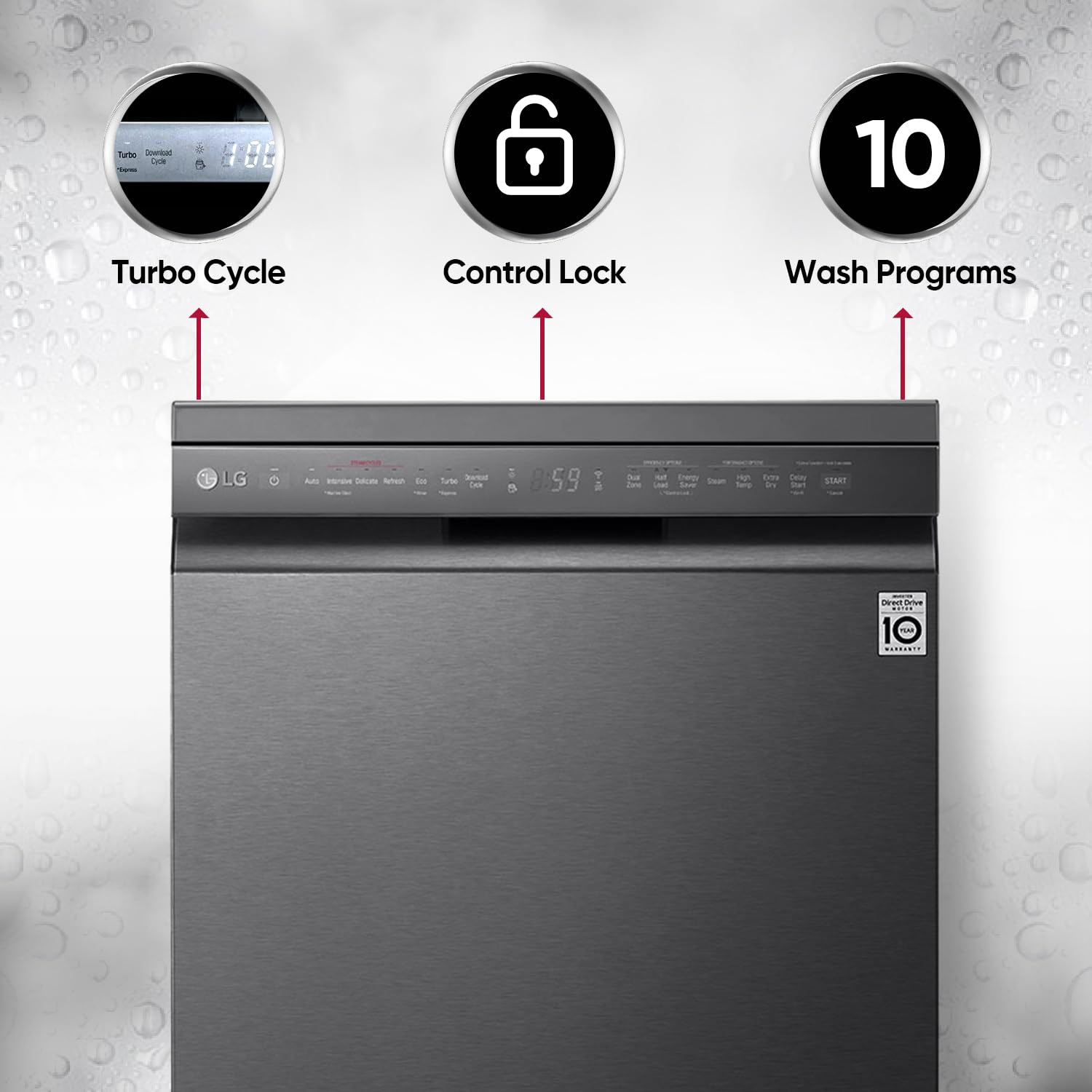 LG DFB424FM 14 Place Settings Free Standing Dishwasher with Inverter Direct Drive (Matt Black) LG DFB424FM 14 Place Settings Free Standing Dishwasher with Inverter Direct Drive (Matt Black)_14