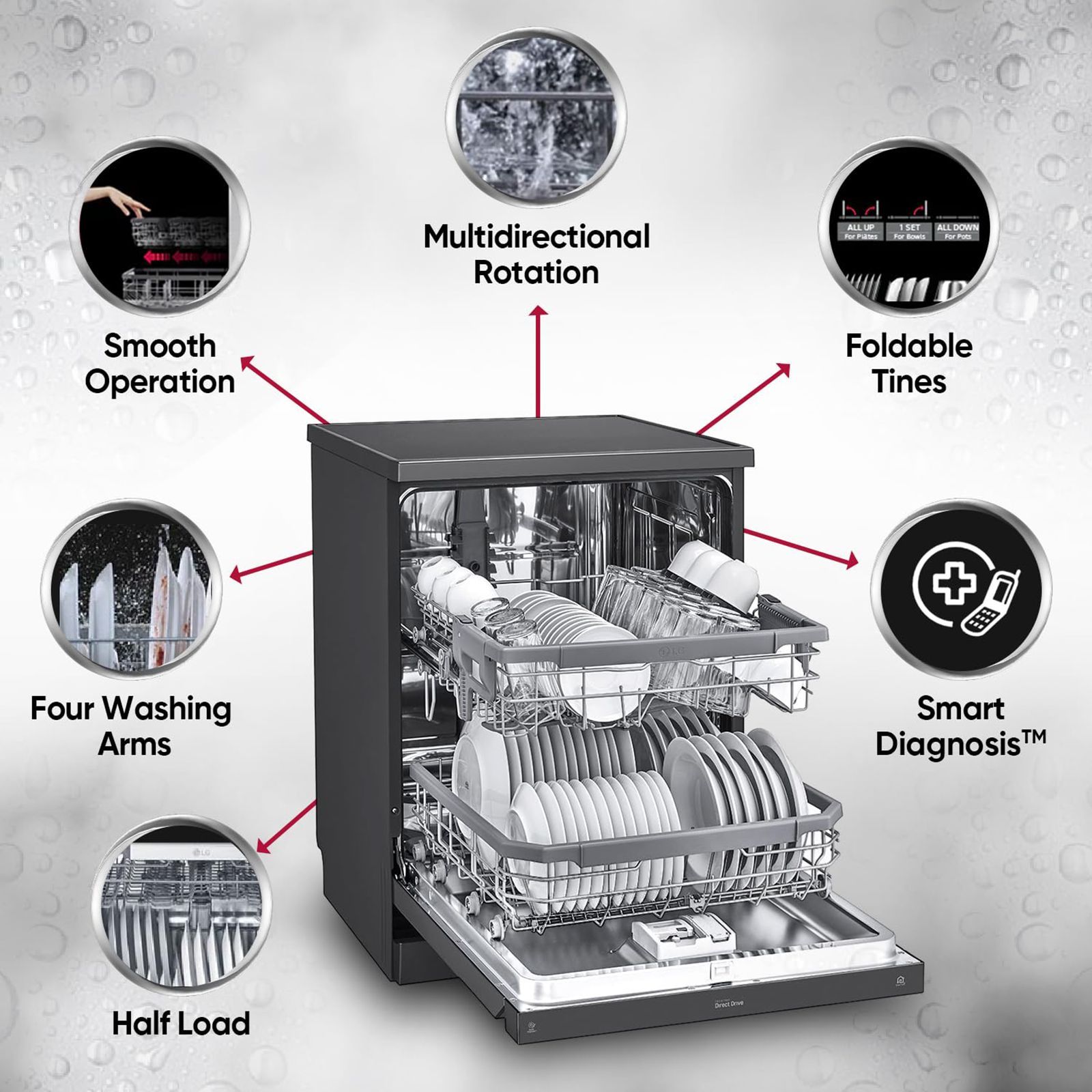 LG DFB424FM 14 Place Settings Free Standing Dishwasher with Inverter Direct Drive (Matt Black) LG DFB424FM 14 Place Settings Free Standing Dishwasher with Inverter Direct Drive (Matt Black)_16