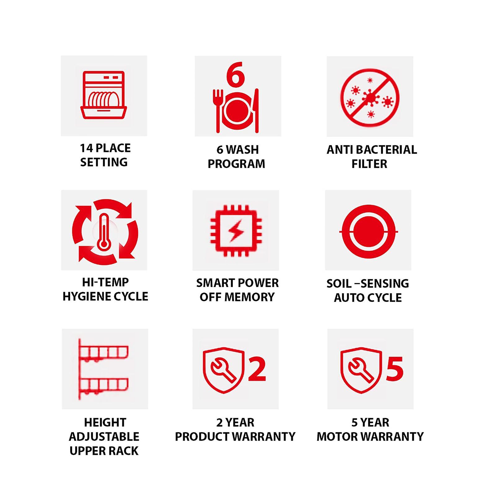 TOSHIBA 14 Place Settings Free Standing Dishwasher with Anti Bacterial Technology (Silver)_11