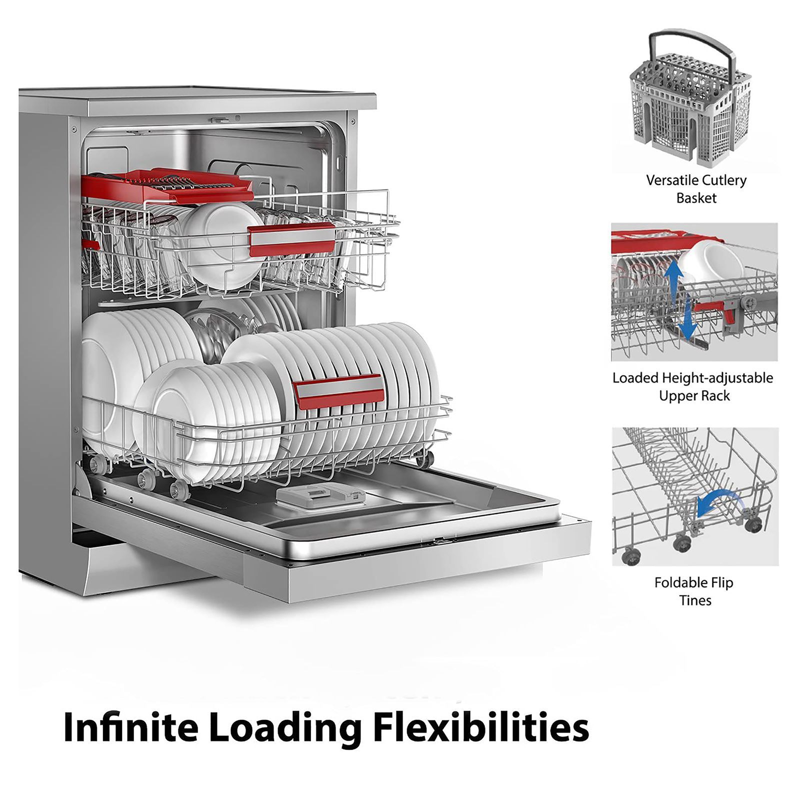 TOSHIBA 14 Place Settings Free Standing Dishwasher with Anti Bacterial Technology (Silver) TOSHIBA 14 Place Settings Free Standing Dishwasher with Anti Bacterial Technology (Silver)_8