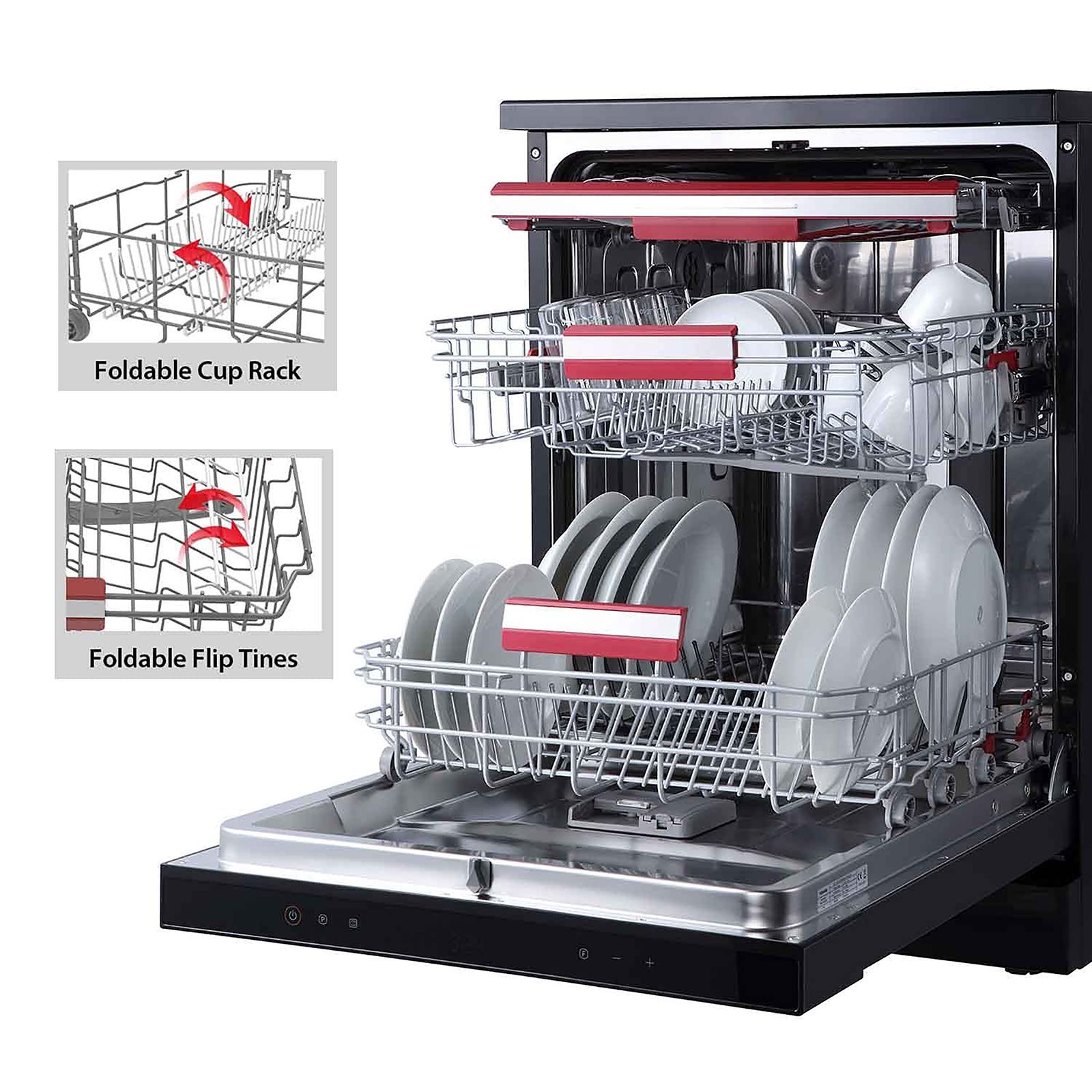 TOSHIBA 15 Place Settings Free Standing Dishwasher with Anti Bacterial Technology (Black)_11