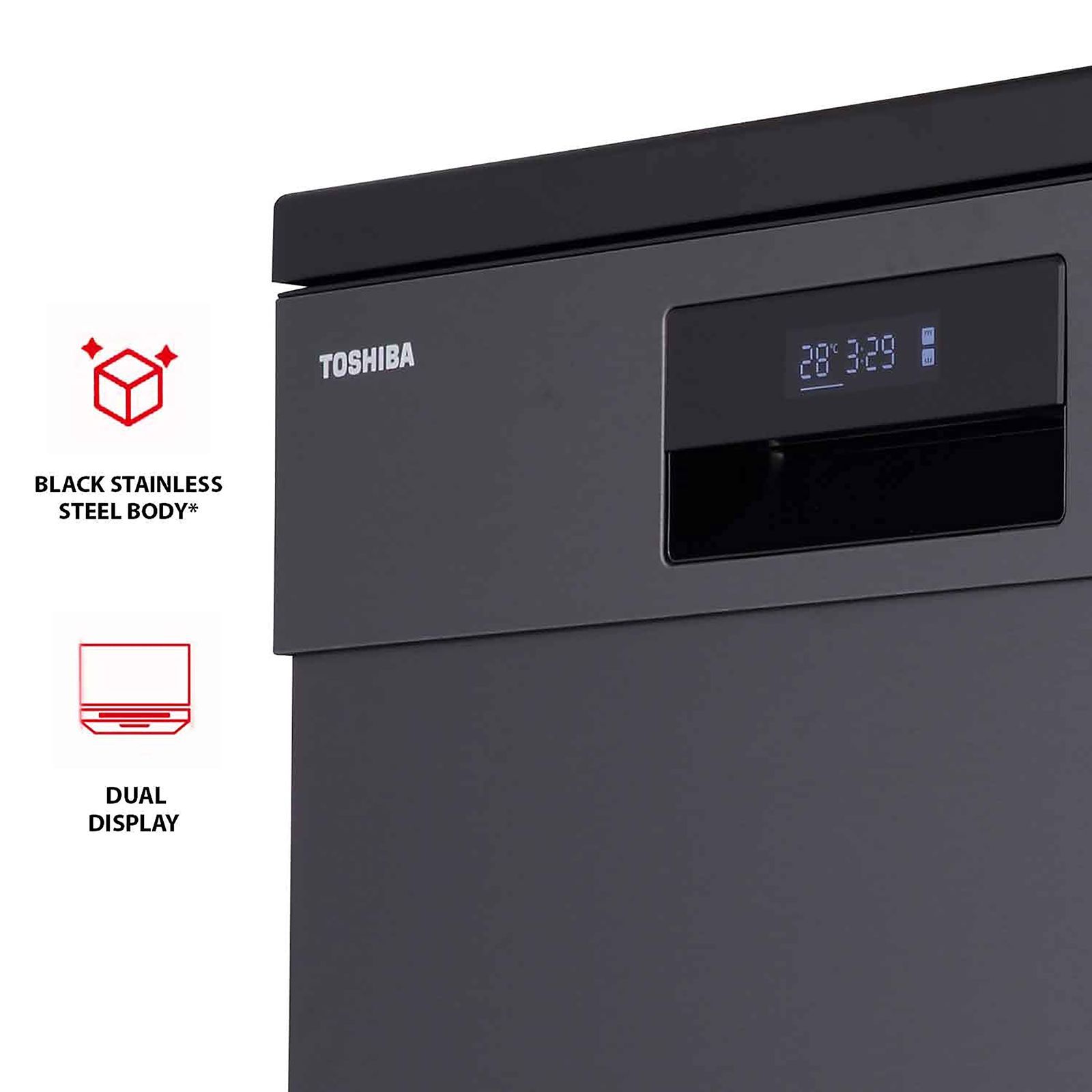 TOSHIBA 15 Place Settings Free Standing Dishwasher with Anti Bacterial Technology (Black)_13
