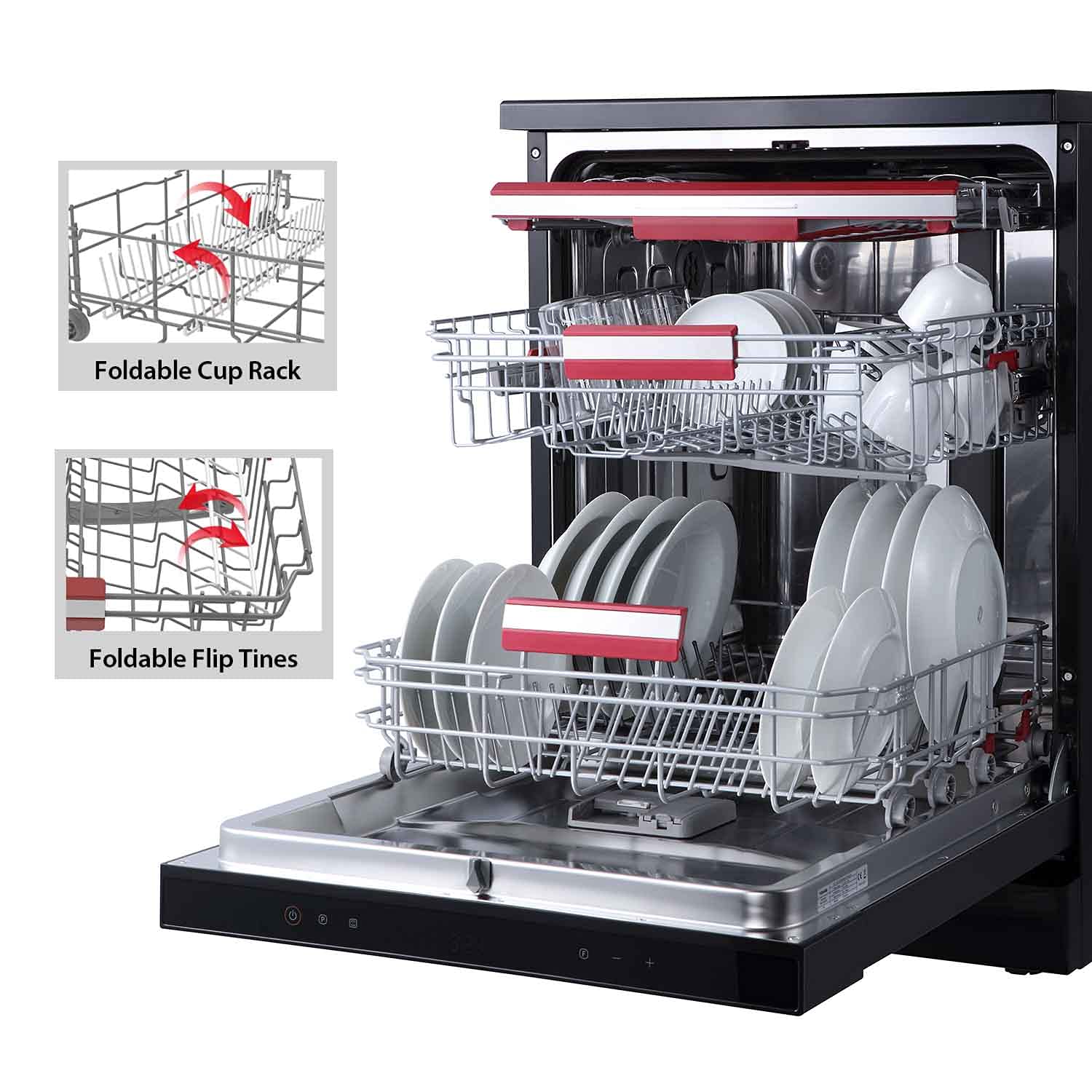 TOSHIBA 15 Place Settings Free Standing Dishwasher with Anti Bacterial Technology (Black)_6