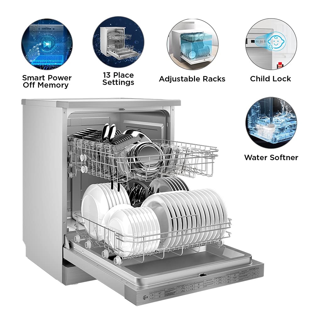 Midea TORRINO 13 Place Settings Free Standing Dishwasher with Intensive Wash Sanitization (Silver)_11