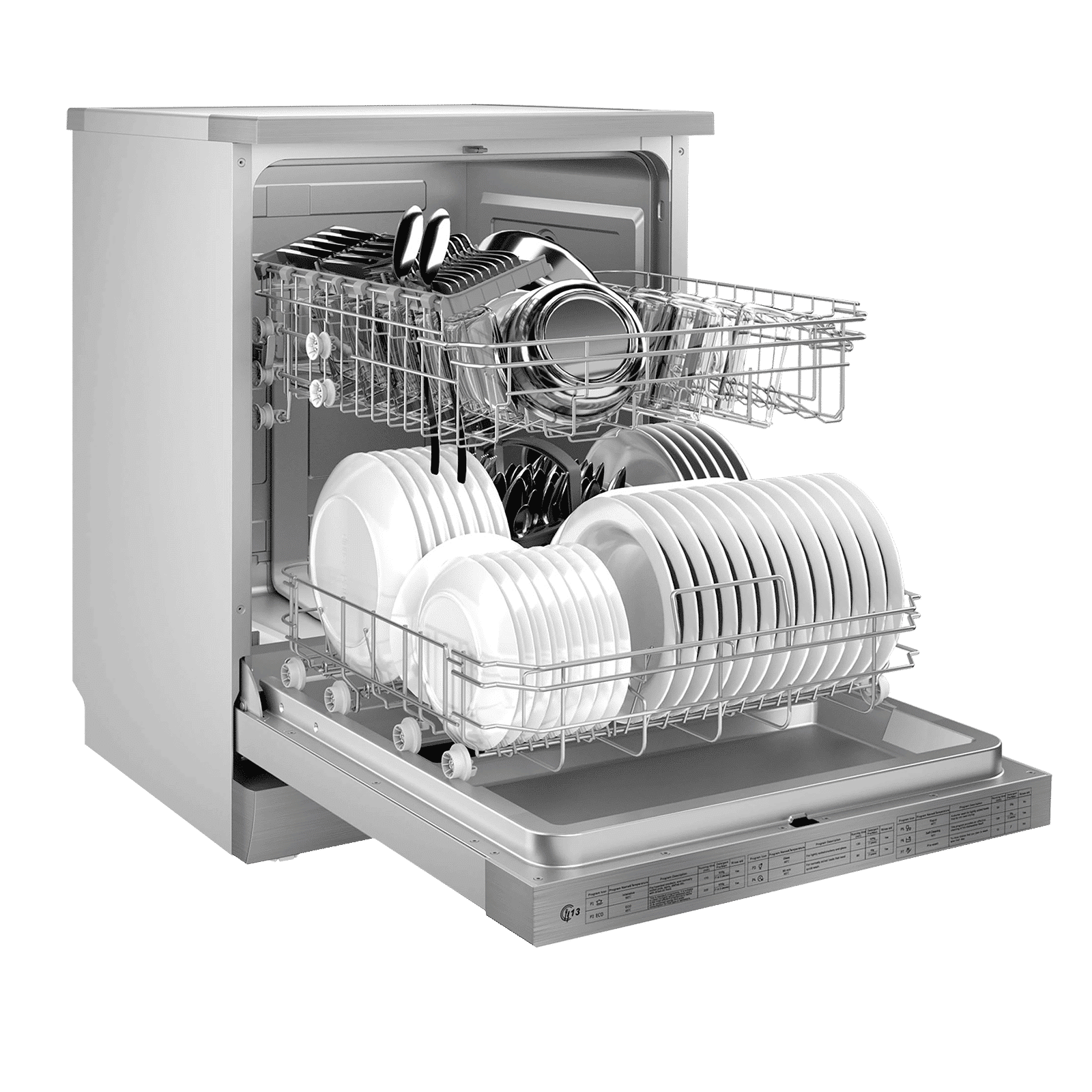 Midea TORRINO 13 Place Settings Free Standing Dishwasher with Intensive Wash Sanitization (Silver)_6