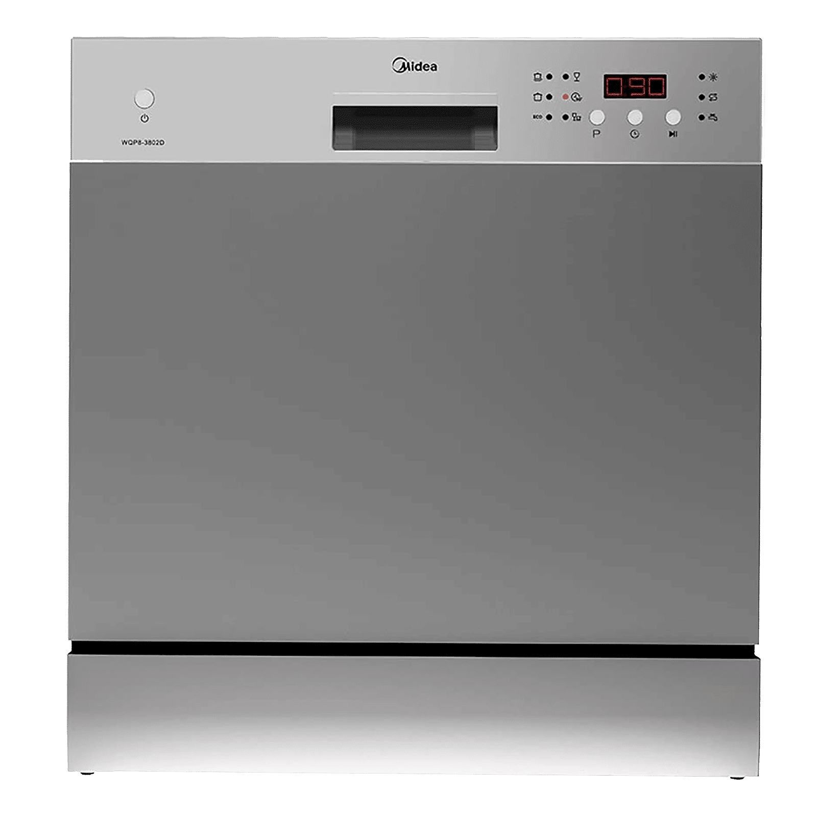 Midea 8 Place Settings Free Standing Dishwasher with Smart Power Off Memory (No Pre-rinse Required, Silver)_1