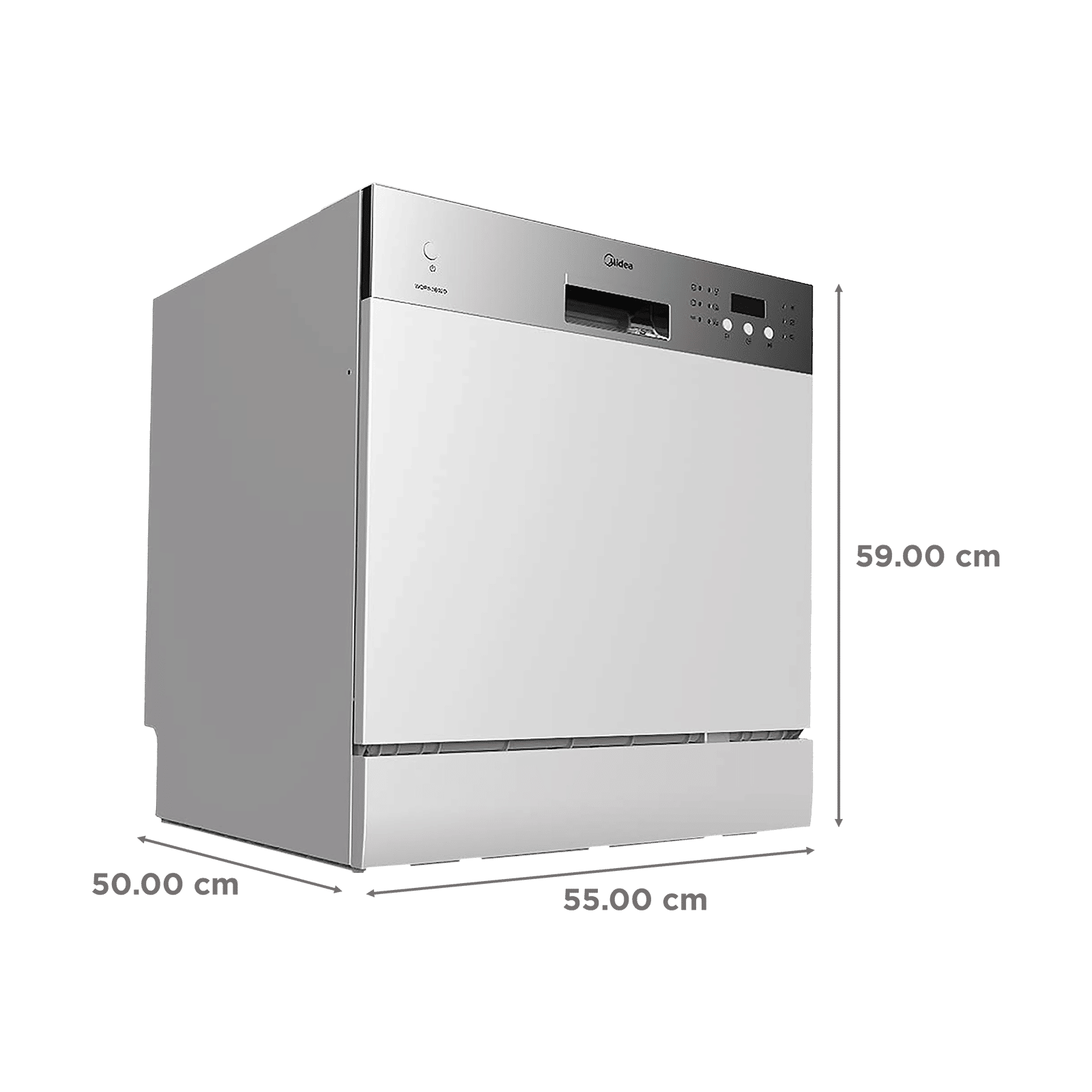 Midea 8 Place Settings Free Standing Dishwasher with Smart Power Off Memory (No Pre-rinse Required, Silver)_2