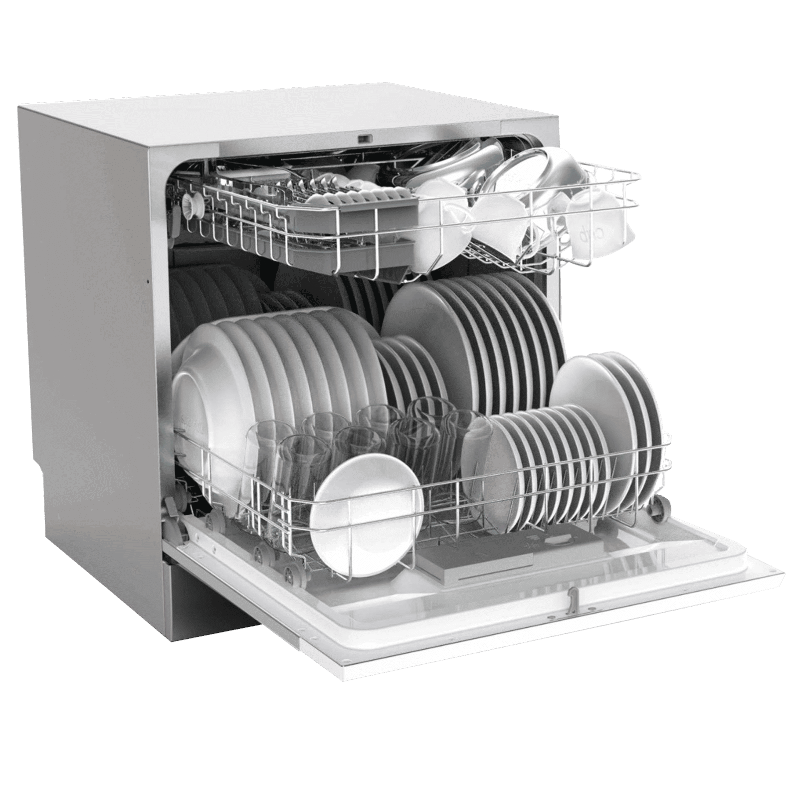 Midea 8 Place Settings Free Standing Dishwasher with Smart Power Off Memory (No Pre-rinse Required, Silver)_6