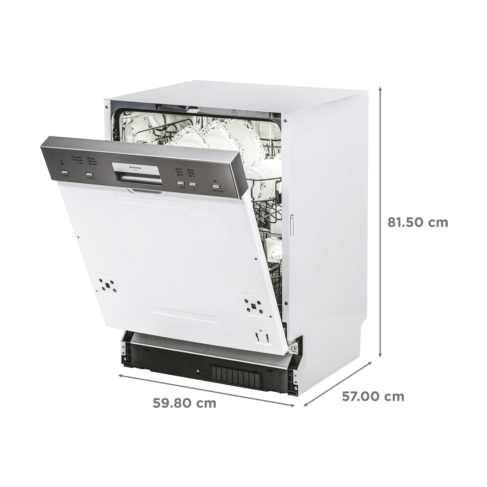 Kutchina KEN DLX 12 Place Settings Built-in Dishwasher with Digital Display Interface (White)_2