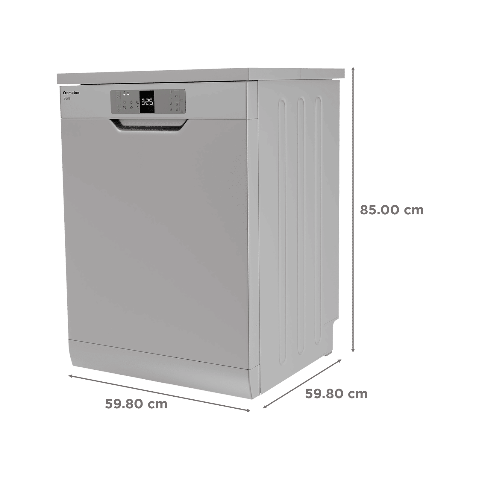 Crompton Voila 14 Place Settings Free Standing Dishwasher with Steam Wash (Dark Silver)_2