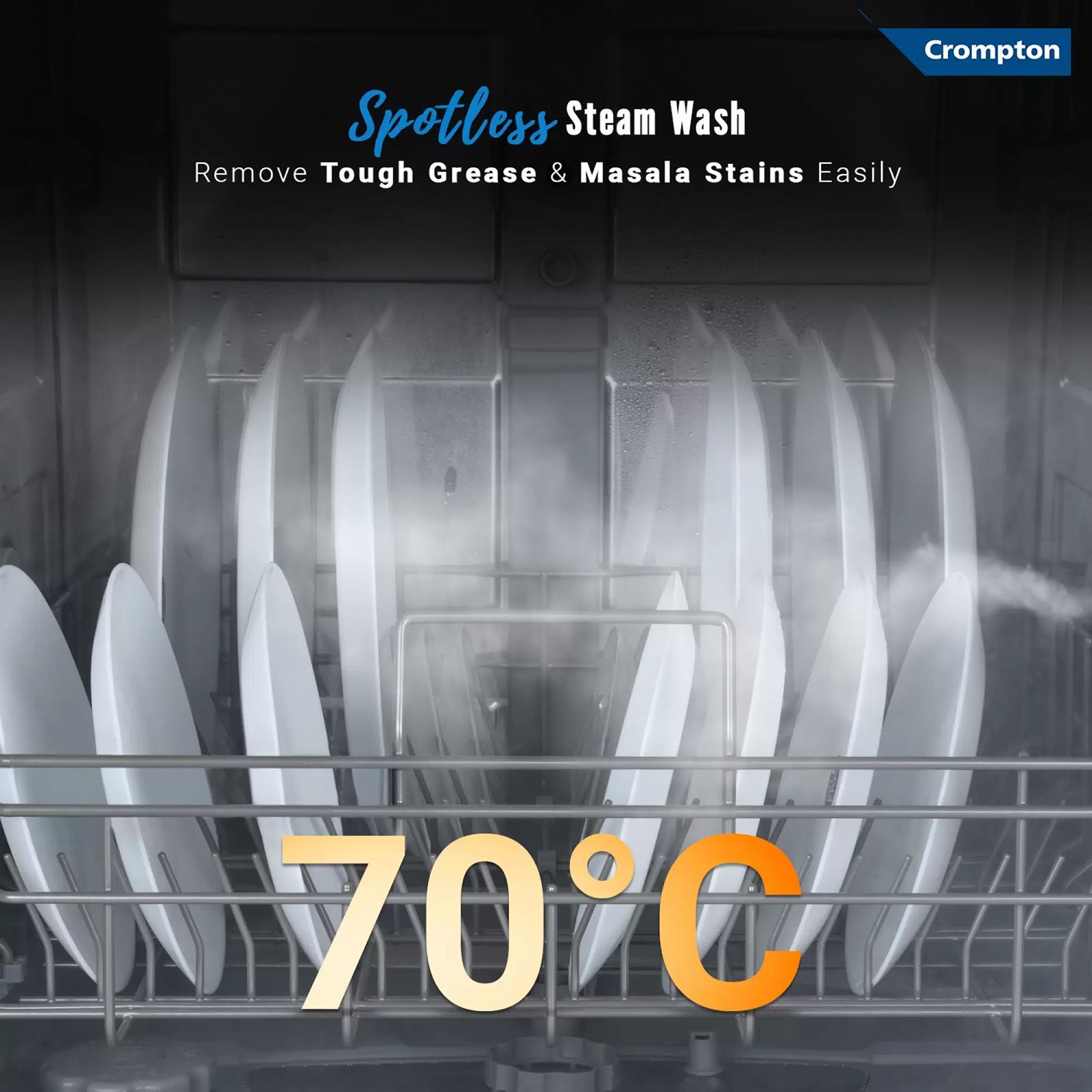 Crompton Voila 13 Place Settings Free Standing Dishwasher with Direct Triple Wash Technology (Silver Inox)_10