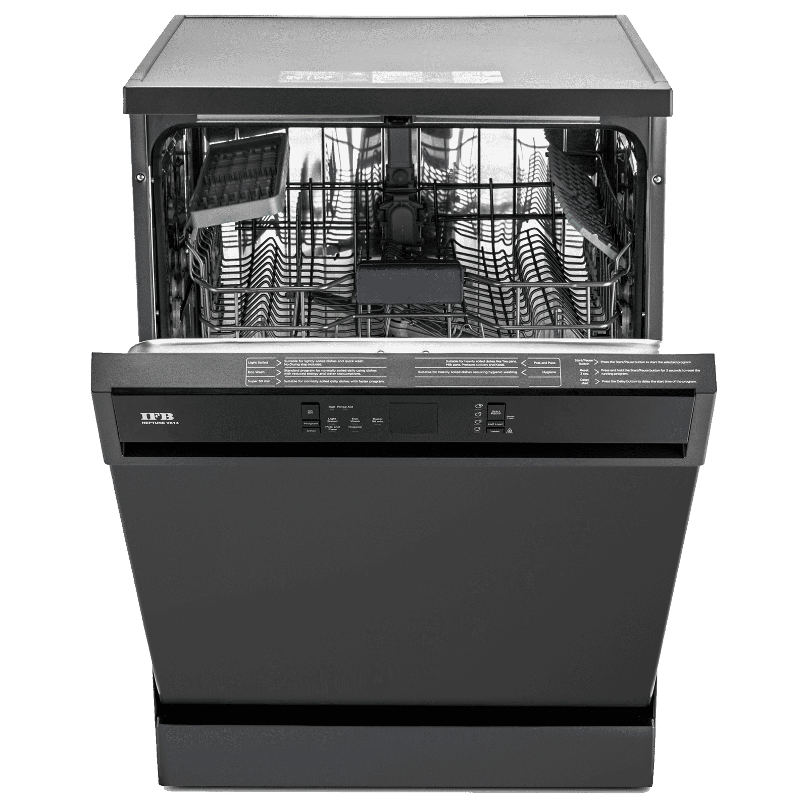 IFB Neptune VX 14 Place Settings Free Standing Dishwasher with Hot Water Wash (No Pre-rinse Required, Grey)_7