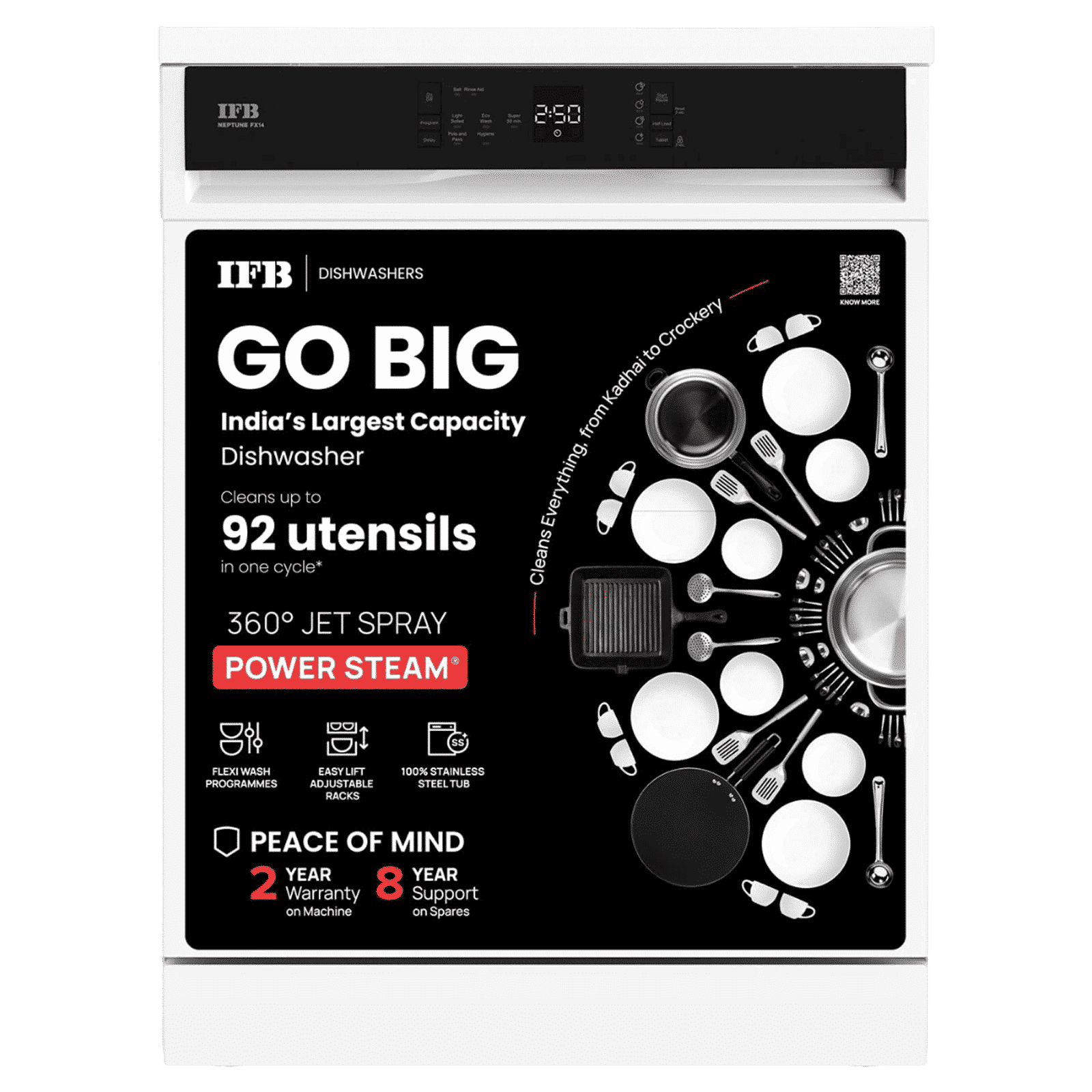 IFB Neptune FX 14 Place Settings Free Standing Dishwasher with 360 Jet wash Triple Arm Spray (No Pre-rinse Required, White)_1