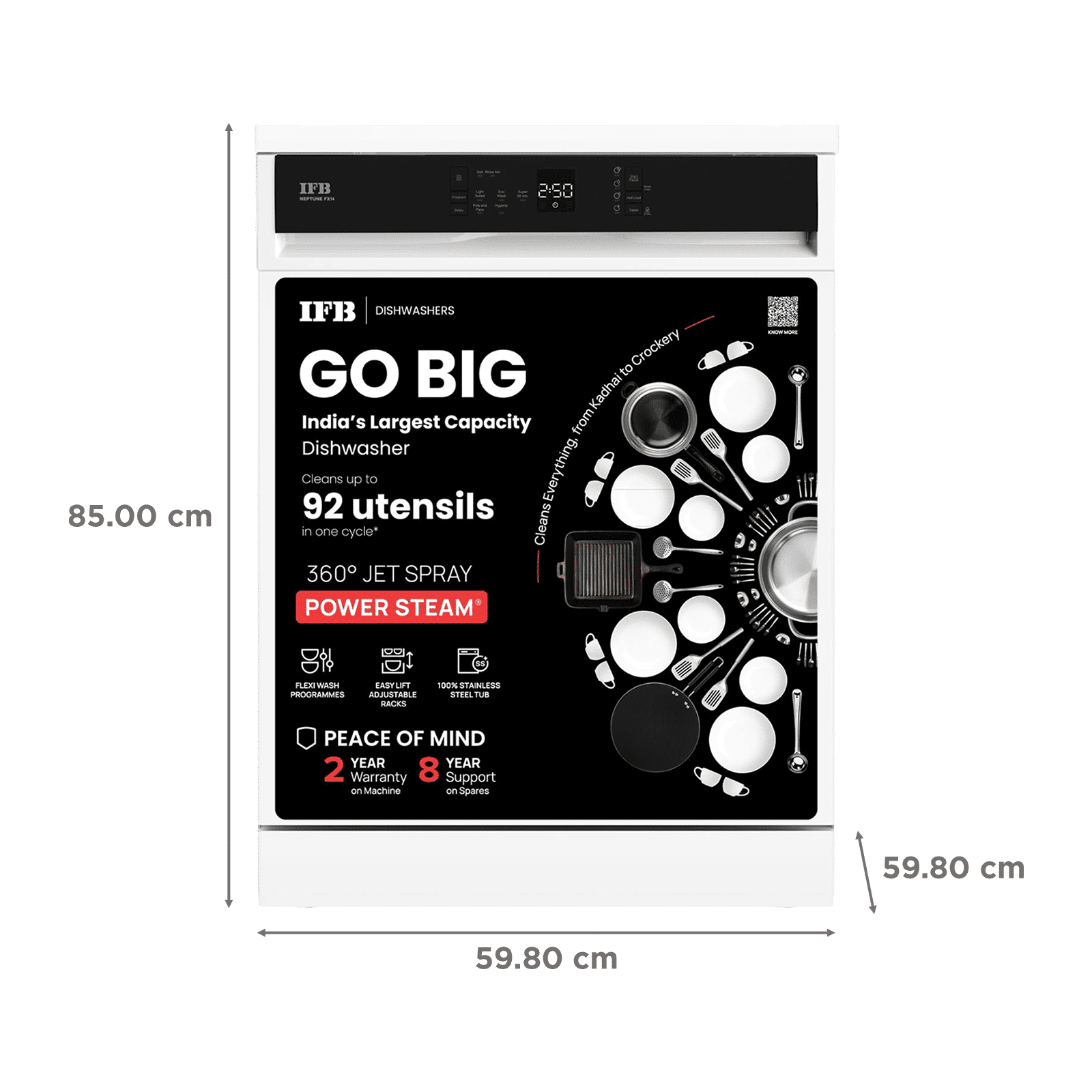 IFB Neptune FX 14 Place Settings Free Standing Dishwasher with 360 Jet wash Triple Arm Spray (No Pre-rinse Required, White)_2