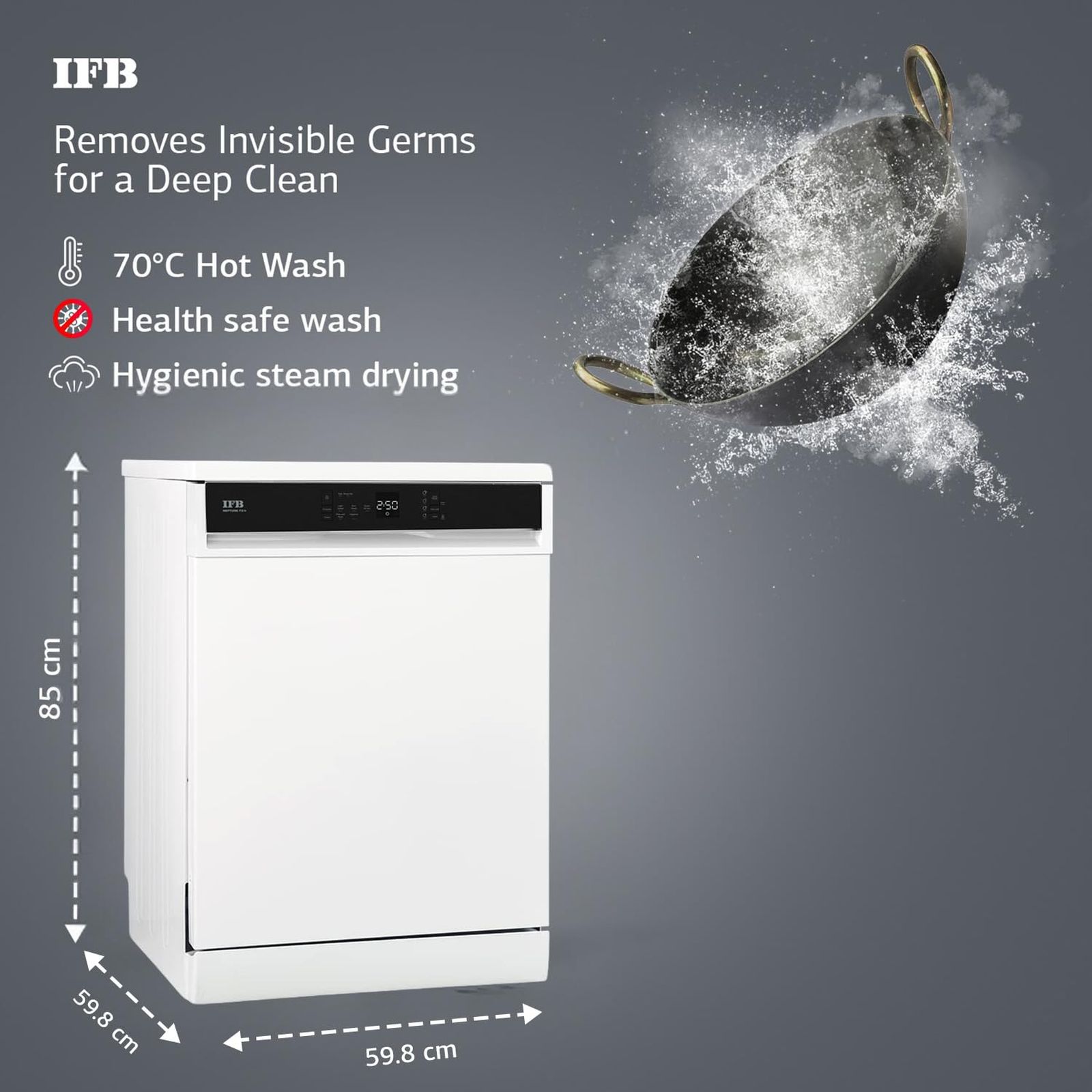 IFB Neptune FX 14 Place Settings Free Standing Dishwasher with 360 Jet wash Triple Arm Spray (No Pre-rinse Required, White)_8