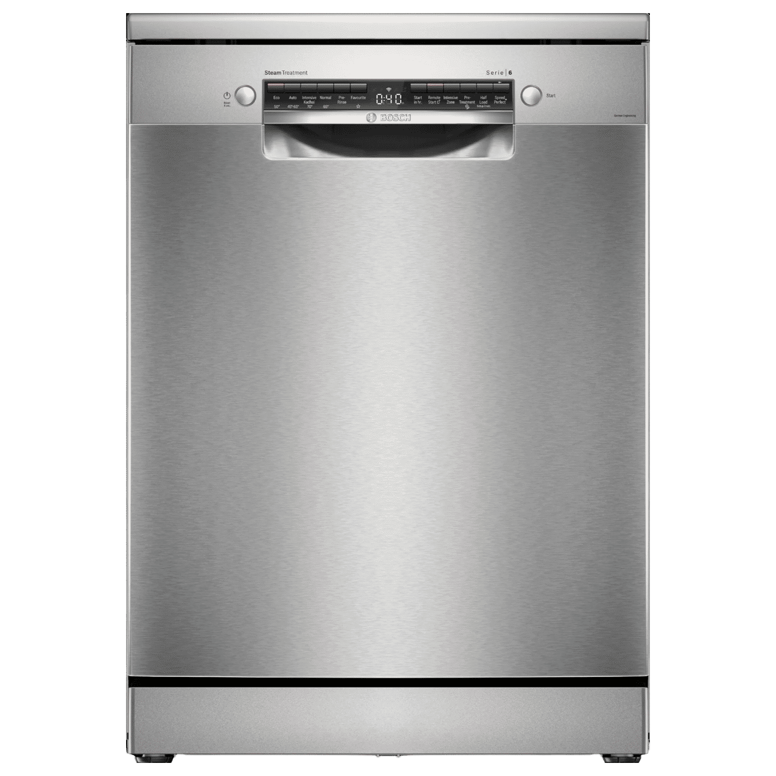 BOSCH Series 6 15 Place Settings Free Standing Dishwasher with Anti-Fingerprint (No Pre-rinse Required, Silver Inox)_1