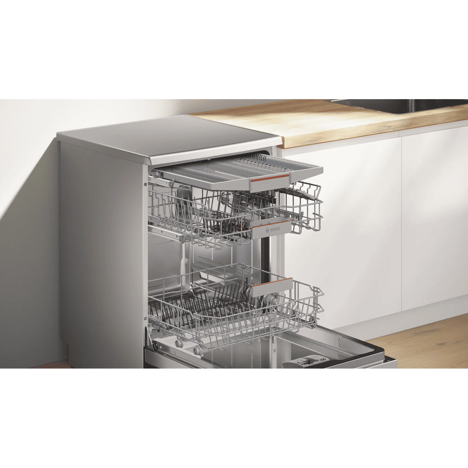 BOSCH Series 6 15 Place Settings Free Standing Dishwasher with Anti-Fingerprint (No Pre-rinse Required, Silver Inox)_8