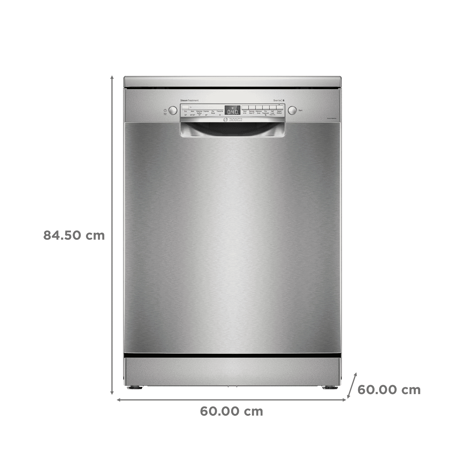 BOSCH Series 6 14 Place Settings Free Standing Dishwasher with Glass Protection Technology (No Pre-rinse Required, Silver)_2