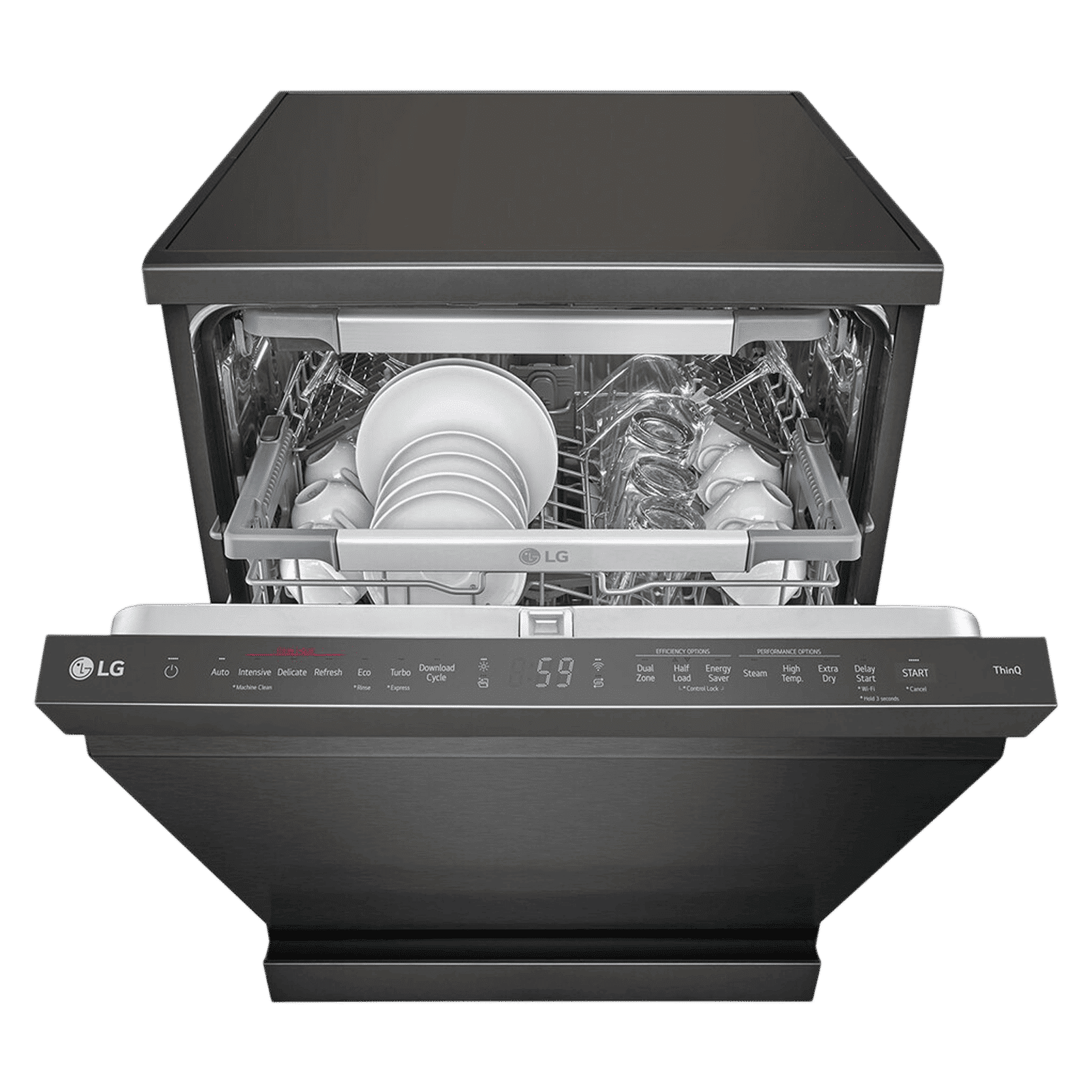 LG 15 Place Settings Free Standing Smart Dishwasher with Top Control Panel (No Pre-rinse Required, Matte Black)_6