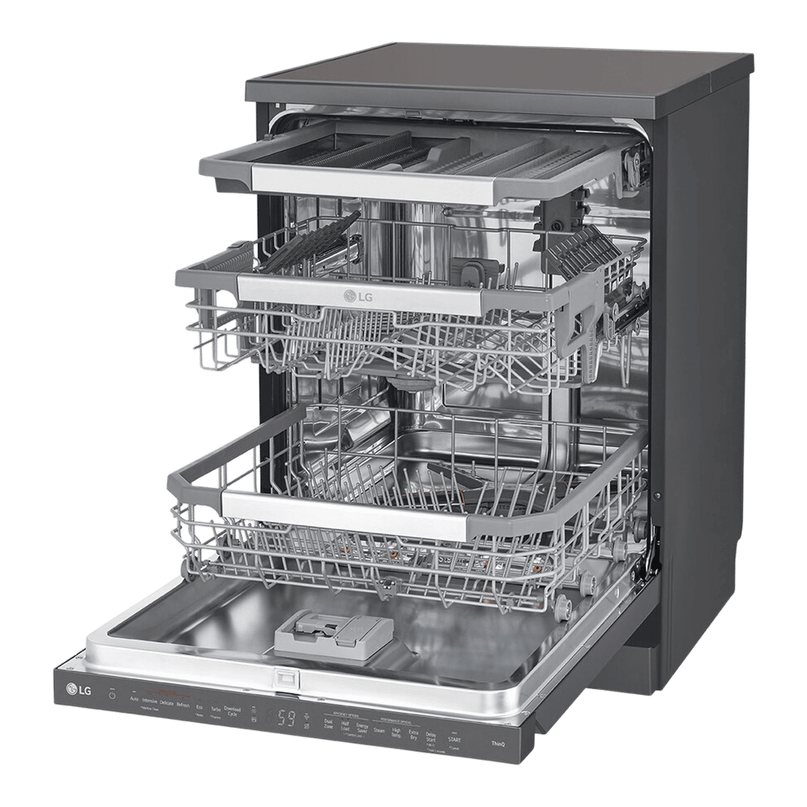 LG 15 Place Settings Free Standing Smart Dishwasher with Top Control Panel (No Pre-rinse Required, Matte Black)_9