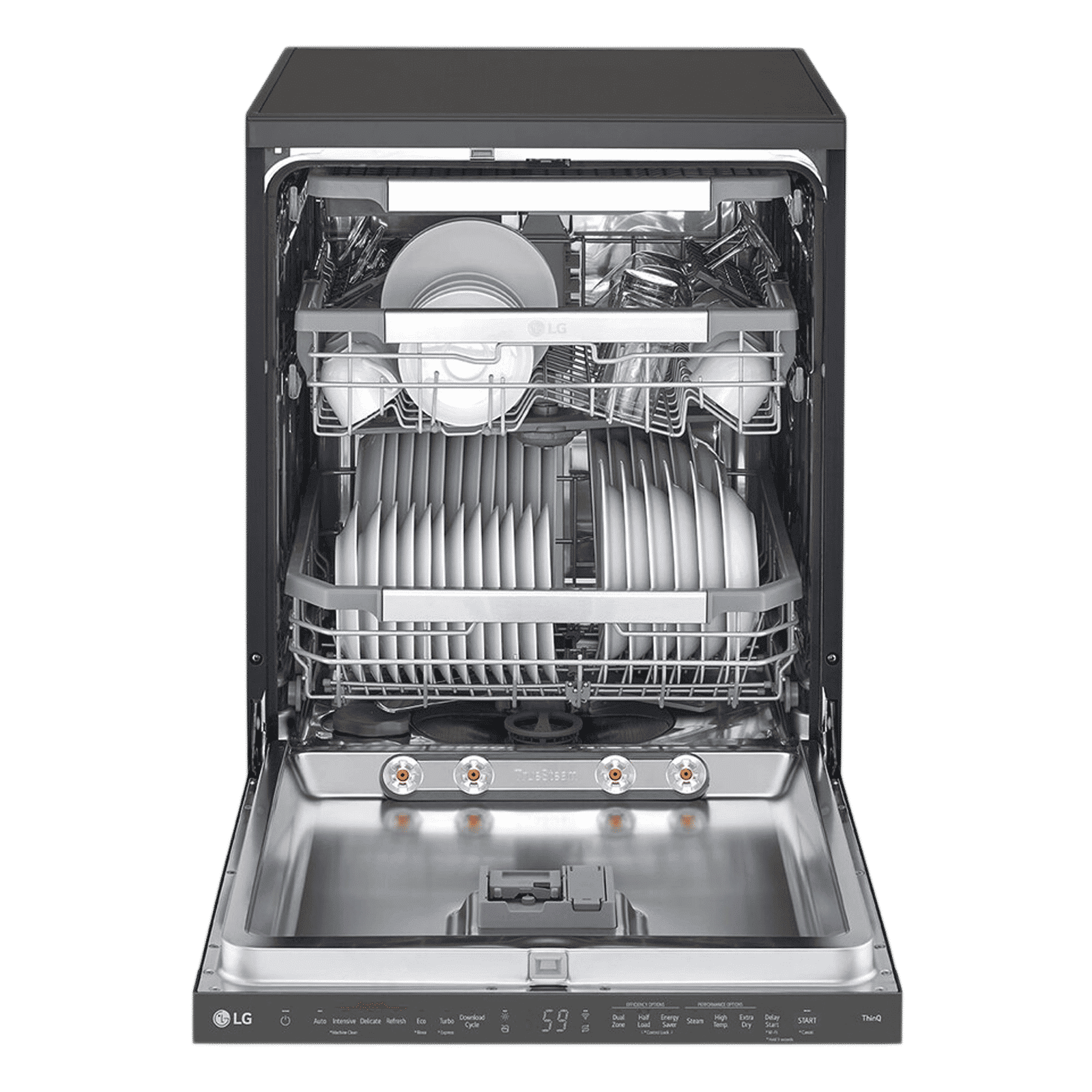 LG 15 Place Settings Free Standing Smart Dishwasher with Top Control Panel (No Pre-rinse Required, Matte Black)_10
