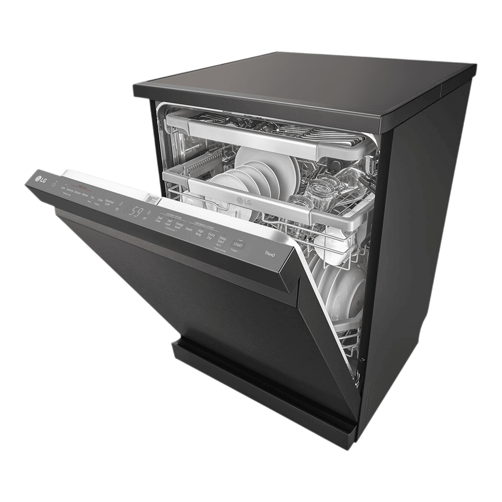 LG 15 Place Settings Free Standing Smart Dishwasher with Top Control Panel (No Pre-rinse Required, Matte Black)_12