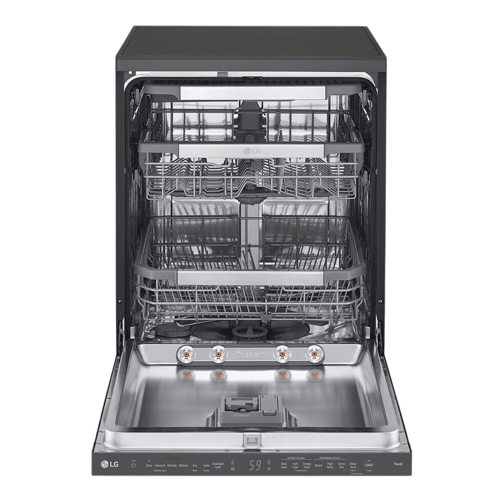 LG 15 Place Settings Free Standing Smart Dishwasher with Top Control Panel (No Pre-rinse Required, Matte Black)_5