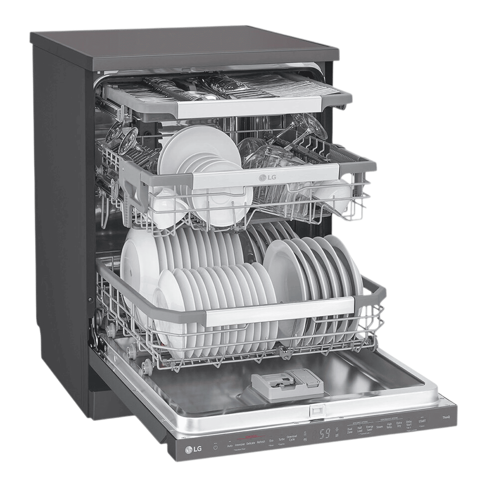 LG 15 Place Settings Free Standing Smart Dishwasher with Front Control Panel (No Pre-rinse Required, Matte Black)_10