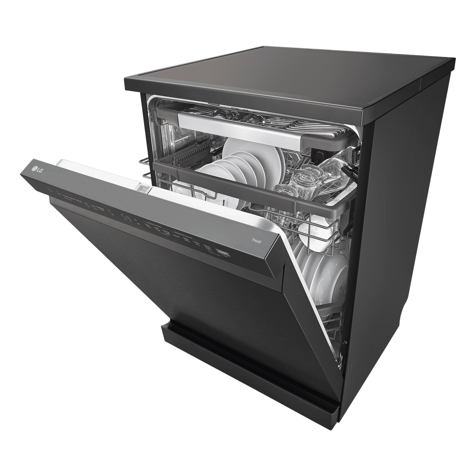 LG 15 Place Settings Free Standing Smart Dishwasher with Front Control Panel (No Pre-rinse Required, Matte Black)_12