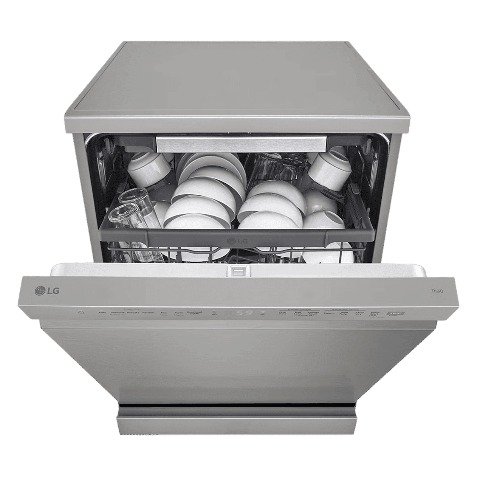 LG 15 Place Settings Free Standing Smart Dishwasher with Front Control Panel (No Pre-rinse Required, Prime Silver)_5