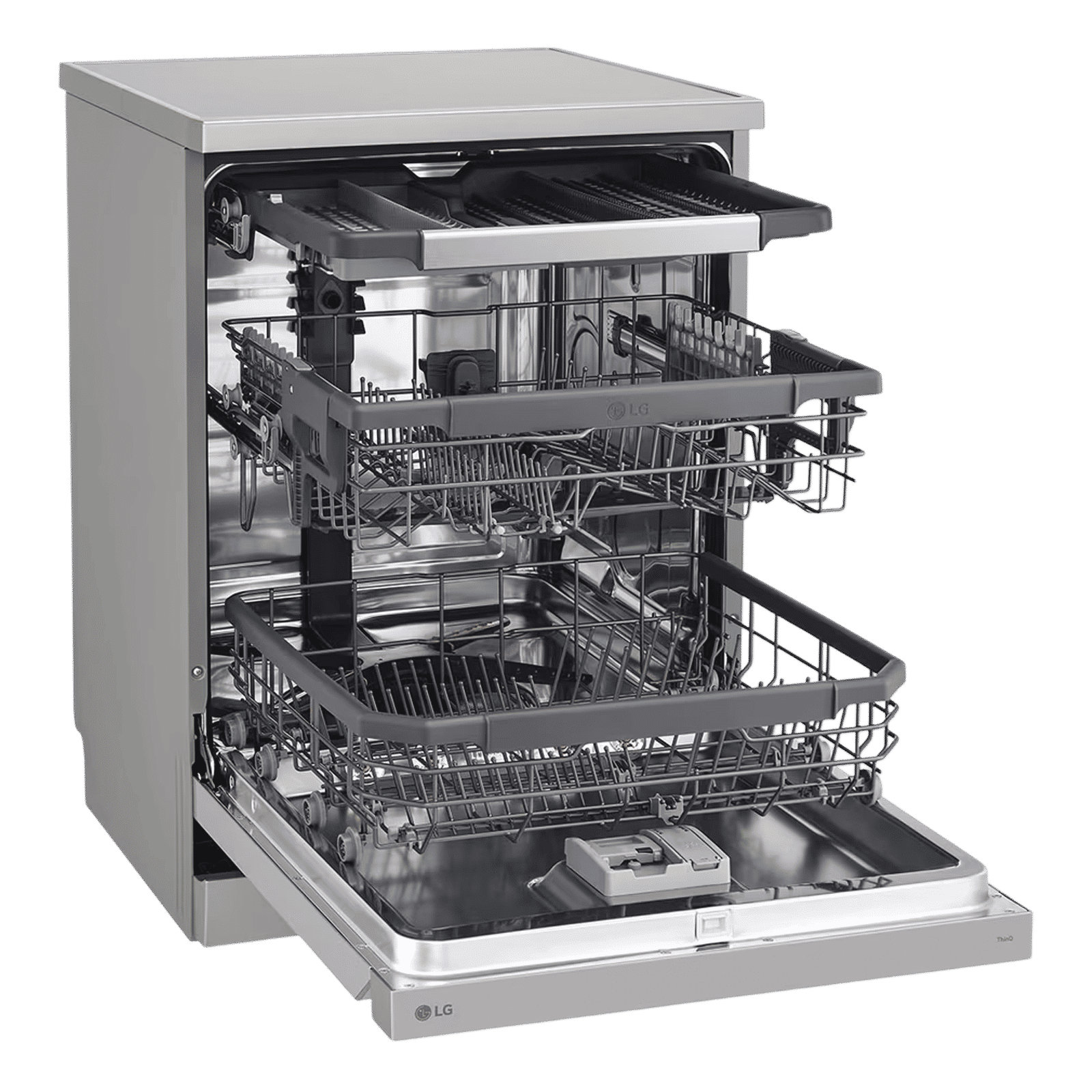 LG 15 Place Settings Free Standing Smart Dishwasher with Front Control Panel (No Pre-rinse Required, Prime Silver)_6