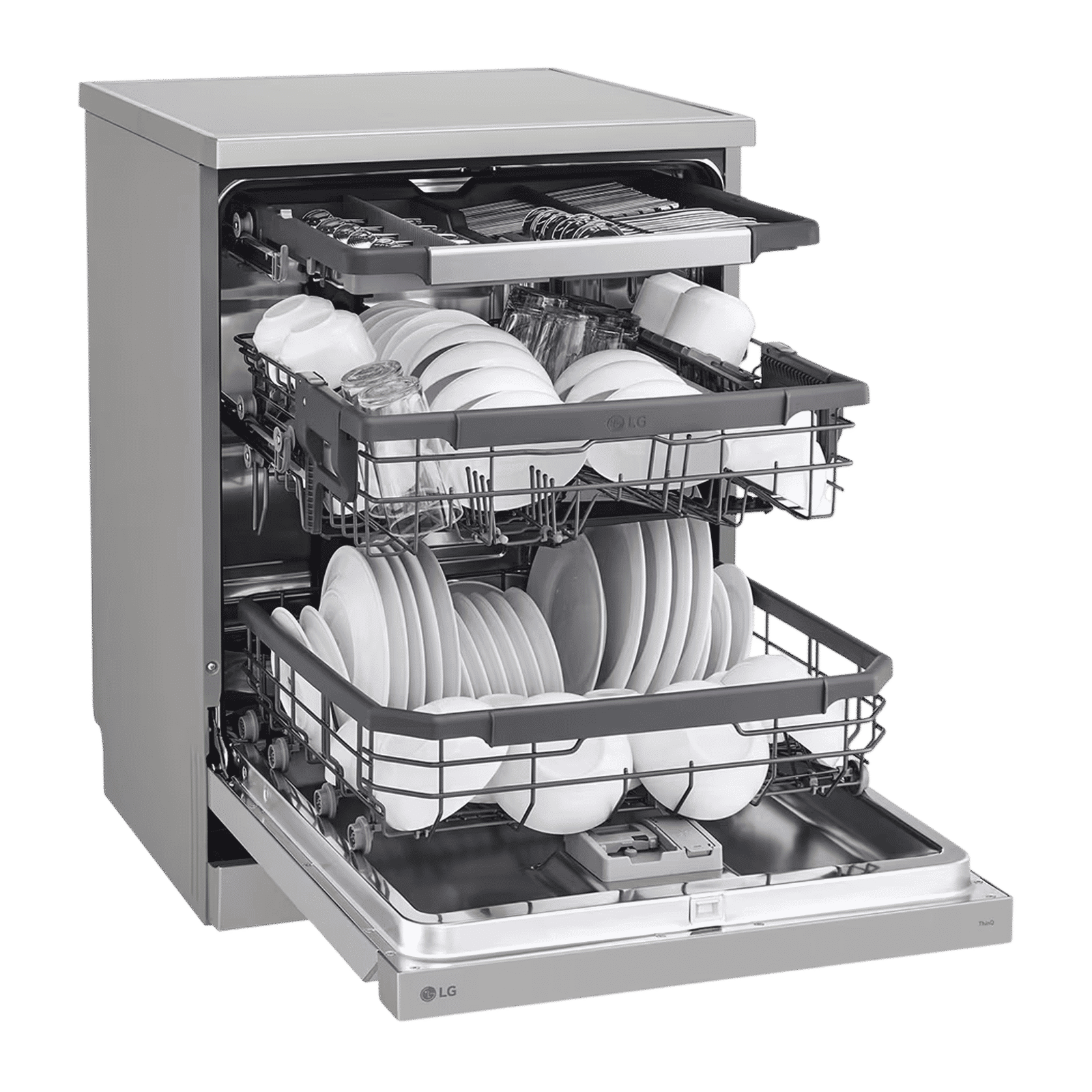 LG 15 Place Settings Free Standing Smart Dishwasher with Front Control Panel (No Pre-rinse Required, Prime Silver)_10