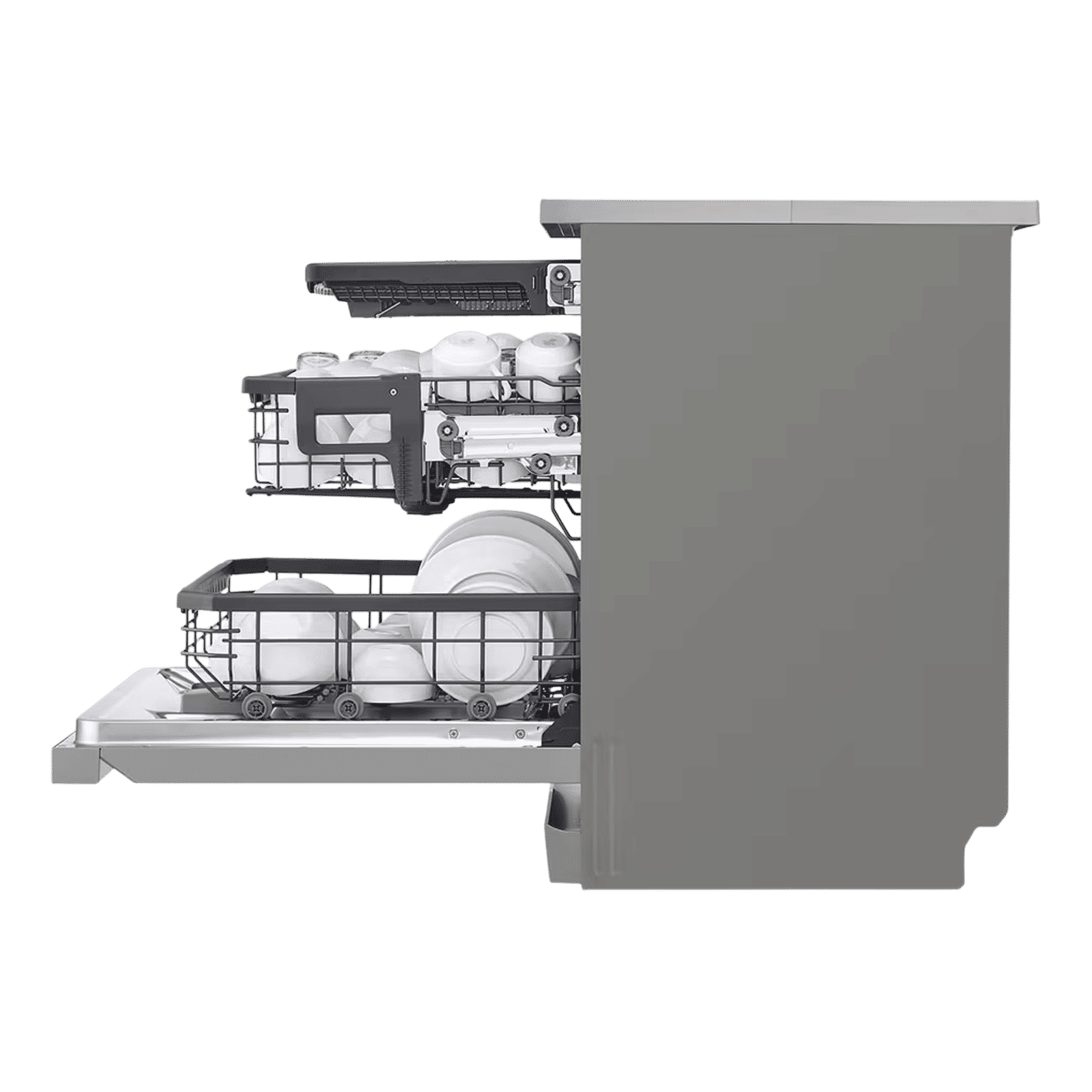 LG 15 Place Settings Free Standing Smart Dishwasher with Front Control Panel (No Pre-rinse Required, Prime Silver)_12