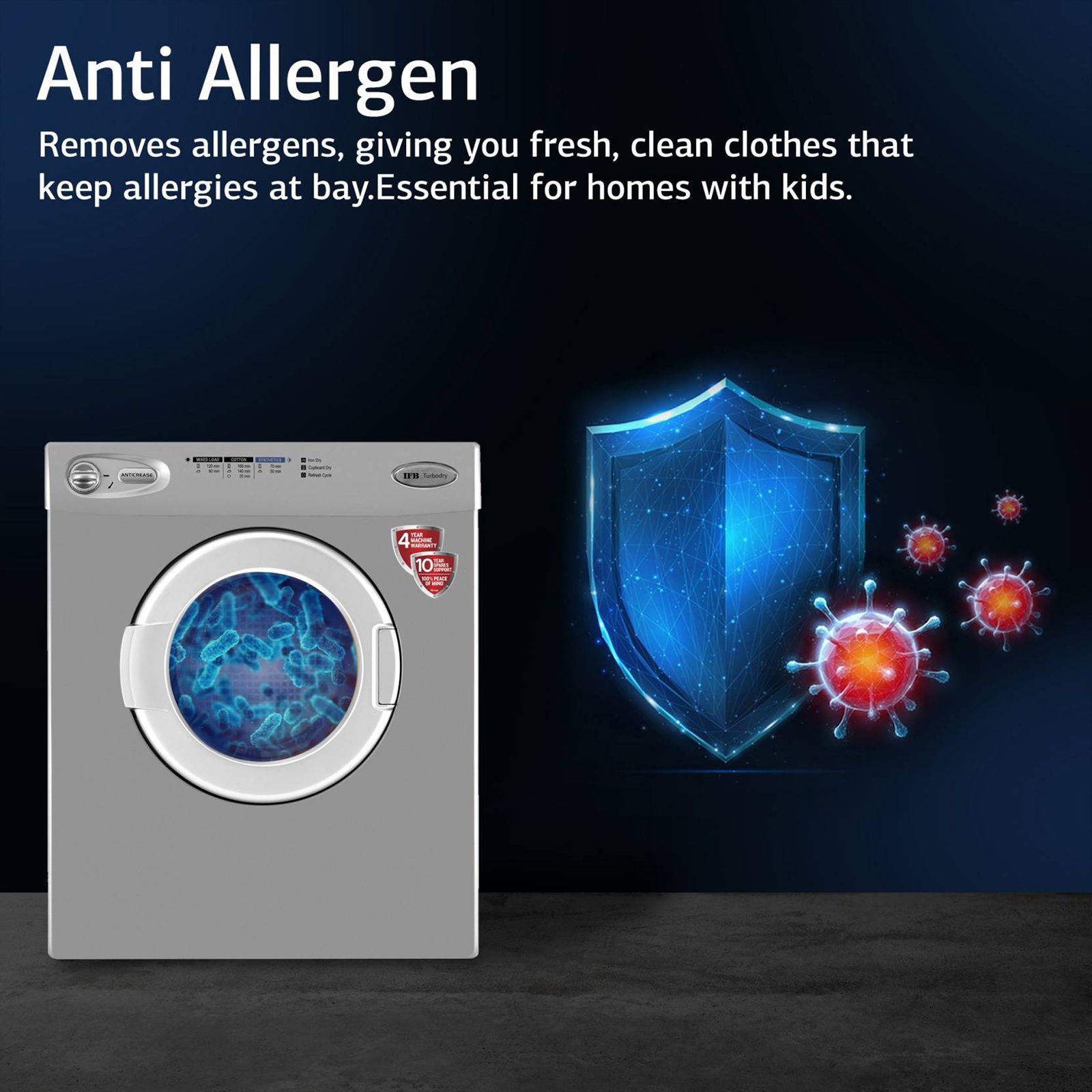 IFB 5.5 kg 5 Star Fully Automatic Front Load Dryer (TURBO DRY EX, Lint Filter, Silver) IFB 5.5 kg 5 Star Fully Automatic Front Load Dryer (TURBO DRY EX, Lint Filter, Silver)_12