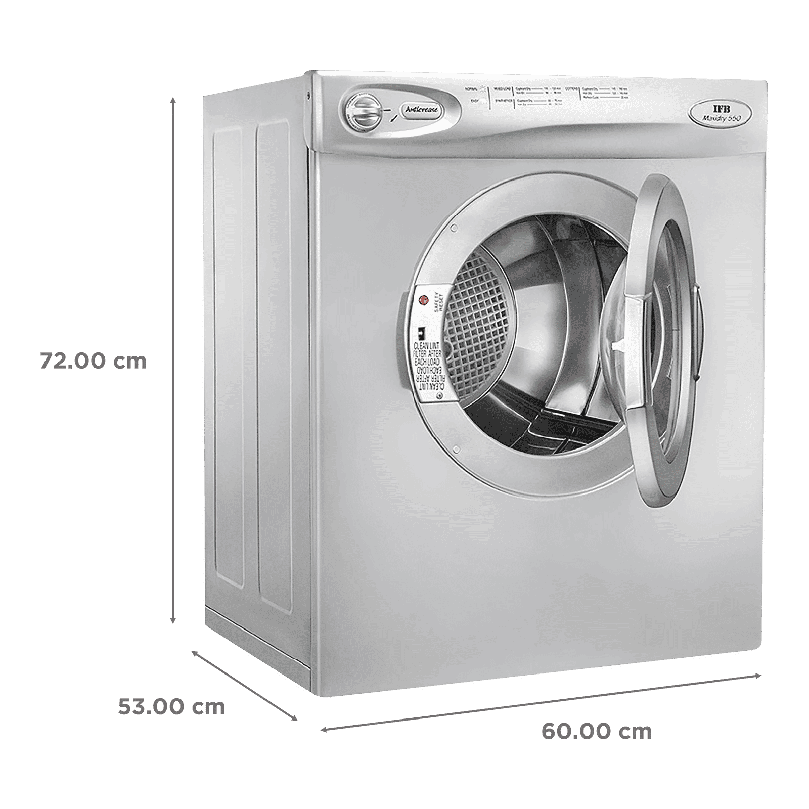 IFB 5.5 kg 5 Star Fully Automatic Front Load Dryer (TURBO DRY EX, Lint Filter, Silver) IFB 5.5 kg 5 Star Fully Automatic Front Load Dryer (TURBO DRY EX, Lint Filter, Silver)_3